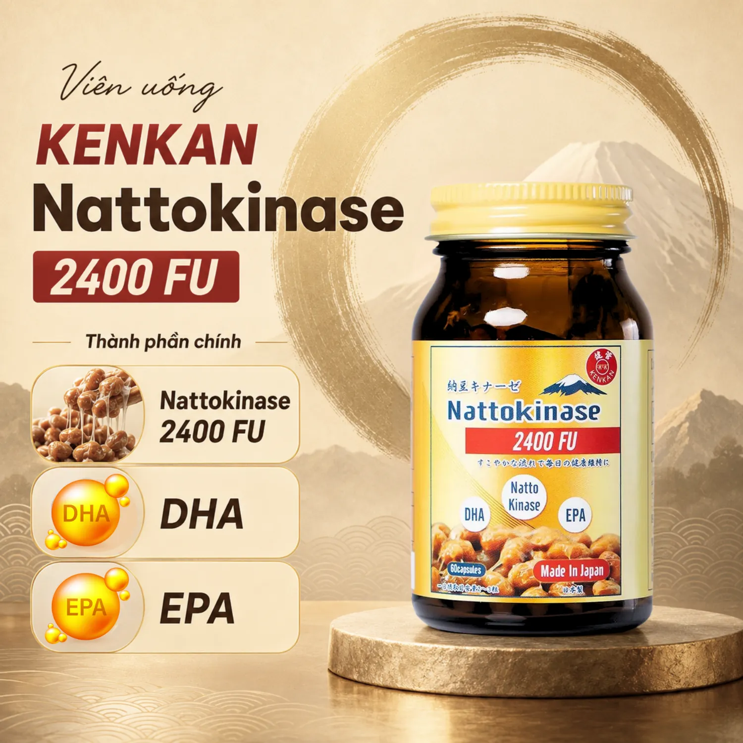 VIÊN UỐNG KENKAN NATTOKINASE 2400FU 60V 3