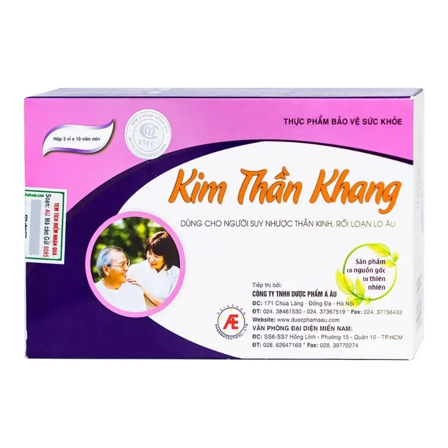 Viên uống Kim Thần Khang Á Âu tăng cường lưu thông máu, giúp dưỡng tâm, an thần (3 vỉ x 10 viên)