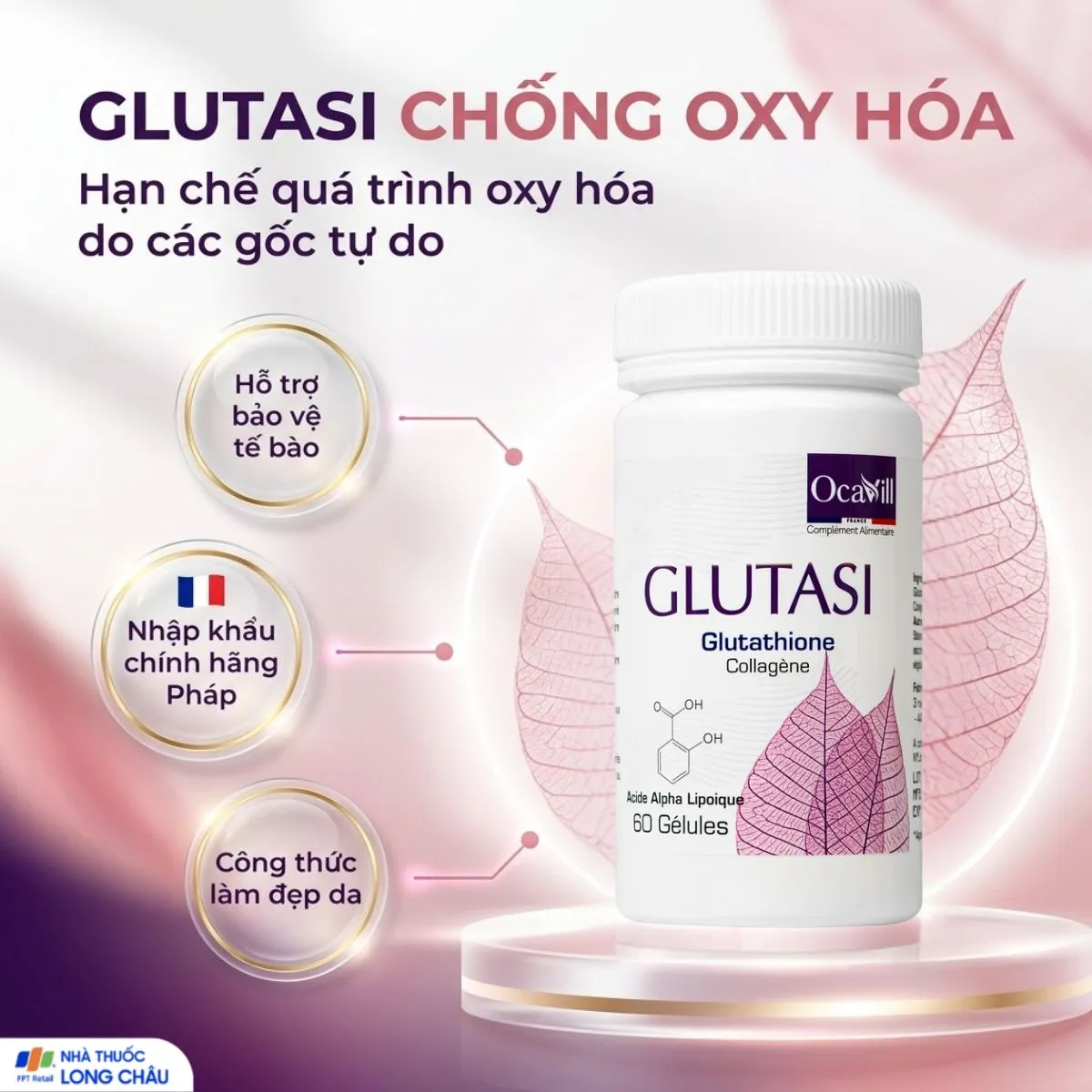 VIÊN UỐNG LÀM ĐẸP DA, CHỐNG LÃO HÓA GLUTASI OCAVILL 60V 2
