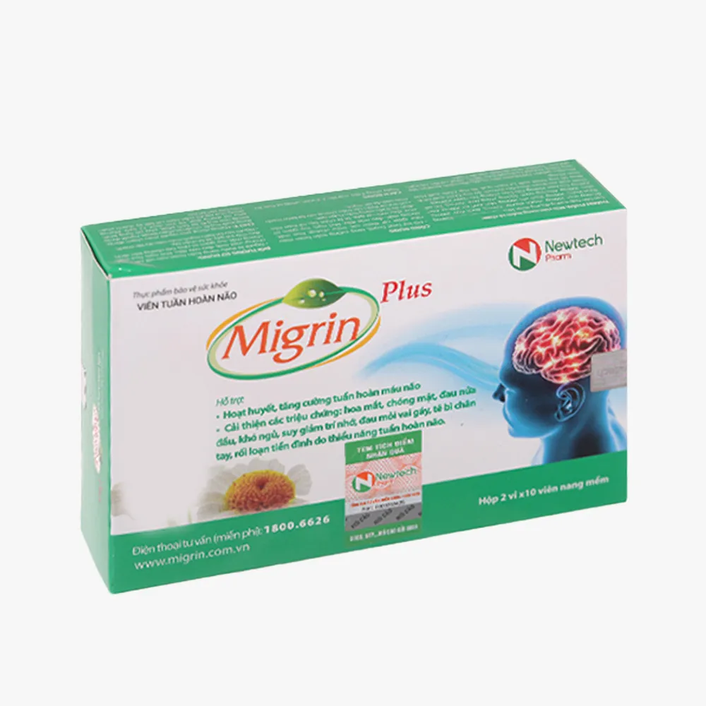 Viên uống Migrin Plus (Hộp 20 viên) giúp hỗ trợ hoạt huyết và bổ não 2