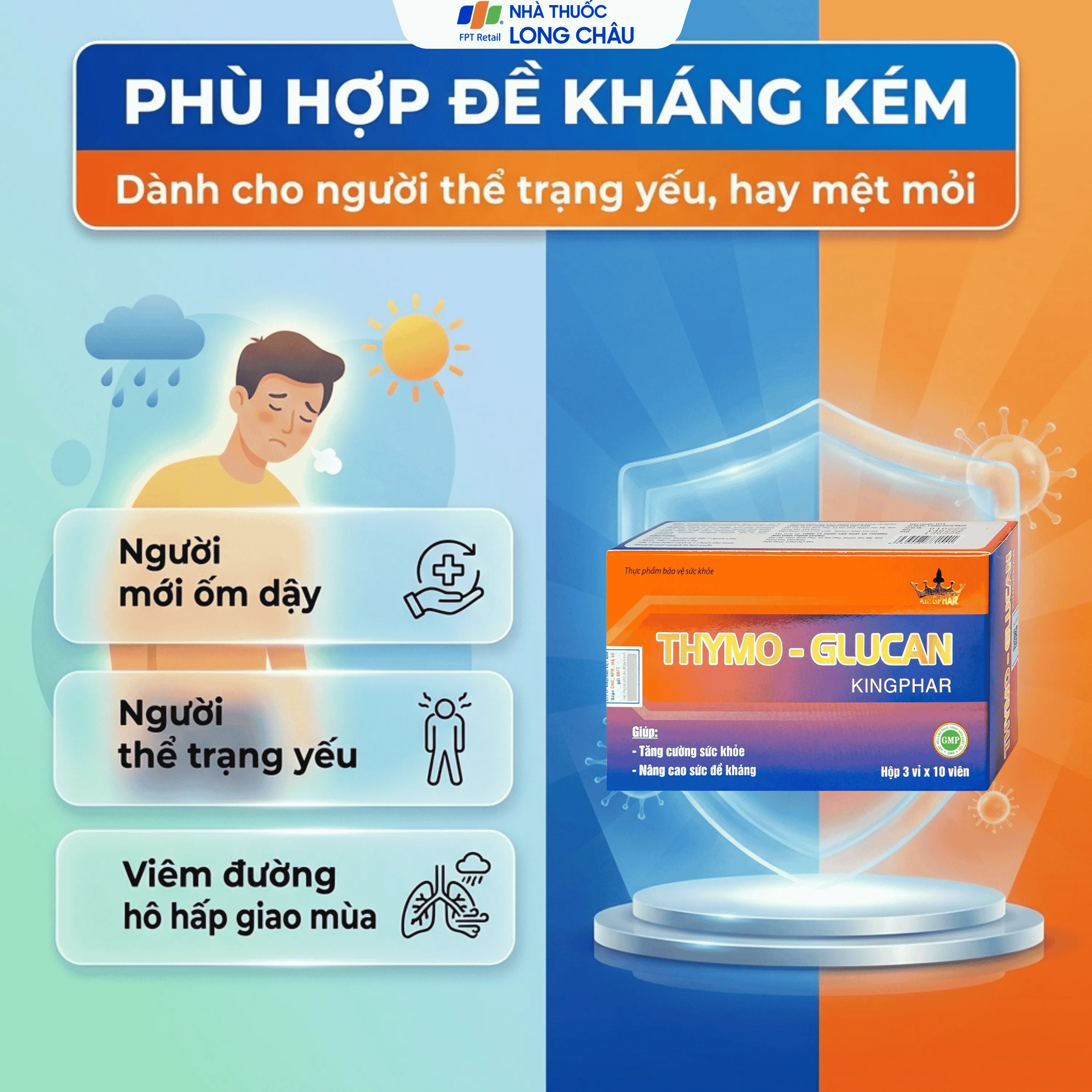 VIÊN UỐNG NÂNG CAO SỨC ĐỀ KHÁNG THYMO-GLUCAN KINGPHAR 3X10 4