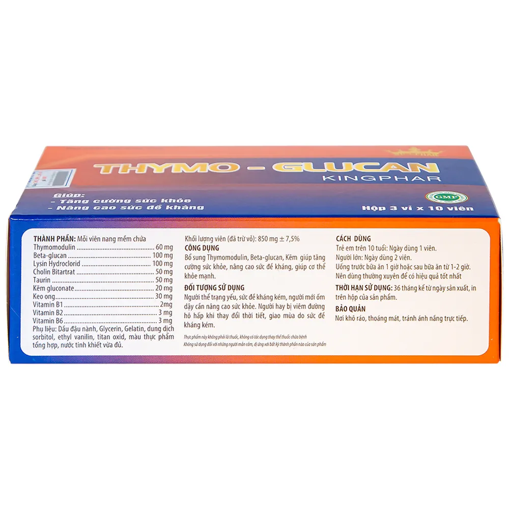 VIÊN UỐNG NÂNG CAO SỨC ĐỀ KHÁNG THYMO-GLUCAN KINGPHAR 3X10 6