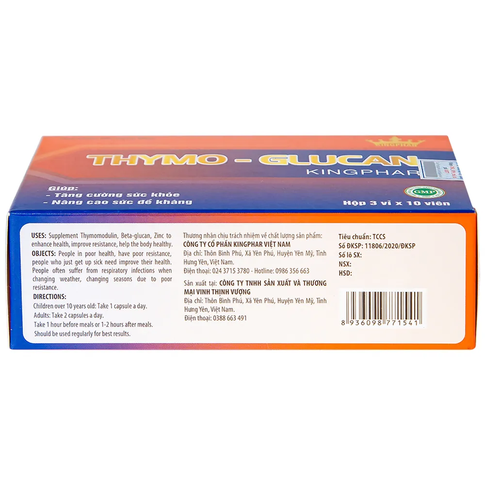 VIÊN UỐNG NÂNG CAO SỨC ĐỀ KHÁNG THYMO-GLUCAN KINGPHAR 3X10 10