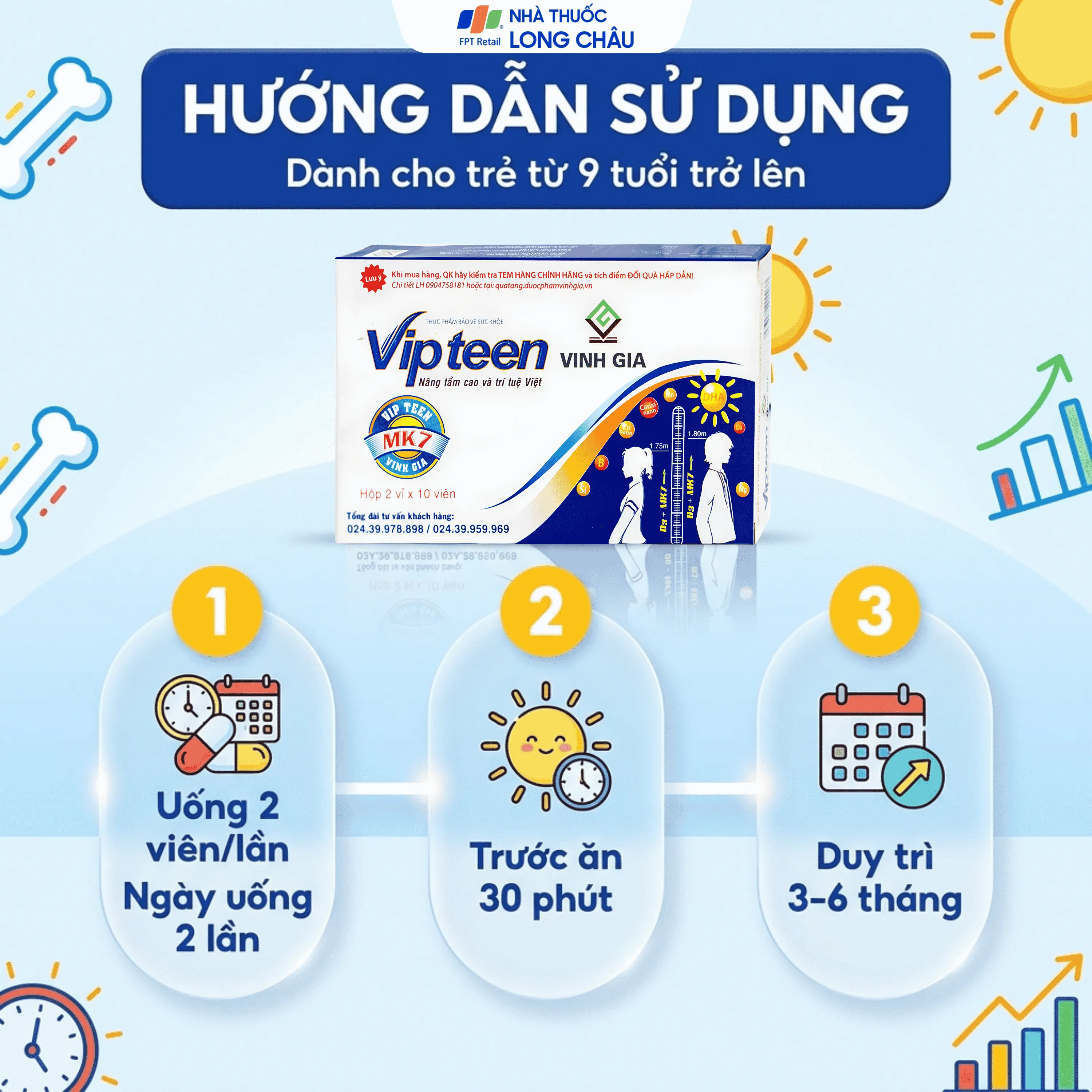 VIÊN UỐNG PHÁT TRIỂN CHIỀU CAO VIPTEEN VINH GIA 2X10 5