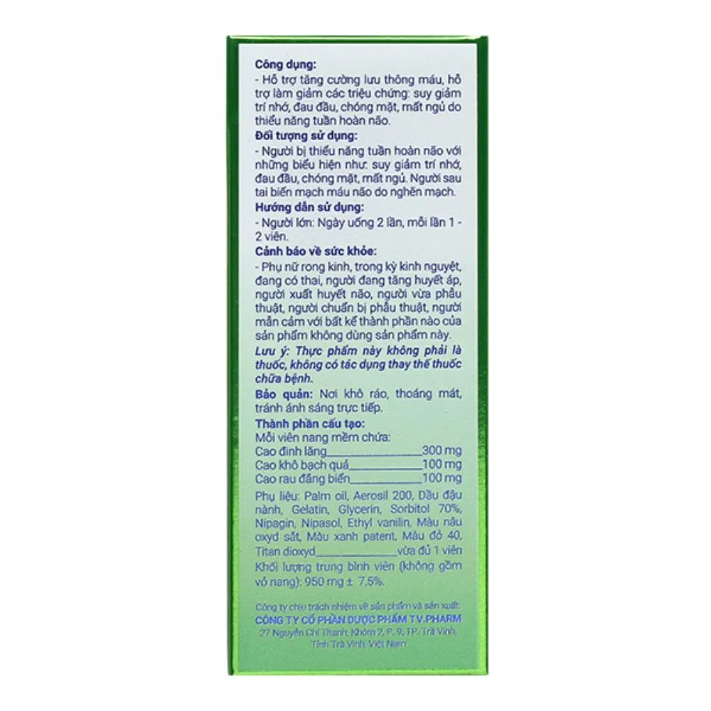 Viên uống Phariton Bổ Não hỗ trợ giảm triệu chứng suy giảm trí nhớ (Hộp 30 viên) 3