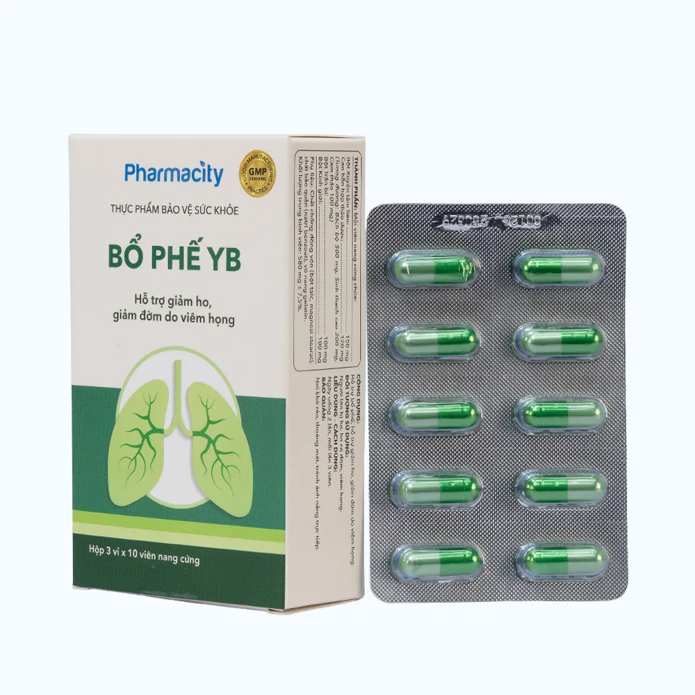 Viên uống Pharmacity Bổ Phế YB hỗ trợ giảm ho, giảm đờm do viêm họng (Hộp 30 viên nang cứng) 2