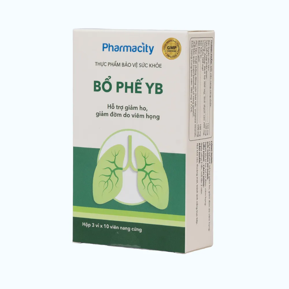 Viên uống Pharmacity Bổ Phế YB hỗ trợ giảm ho, giảm đờm do viêm họng (Hộp 30 viên nang cứng) 5