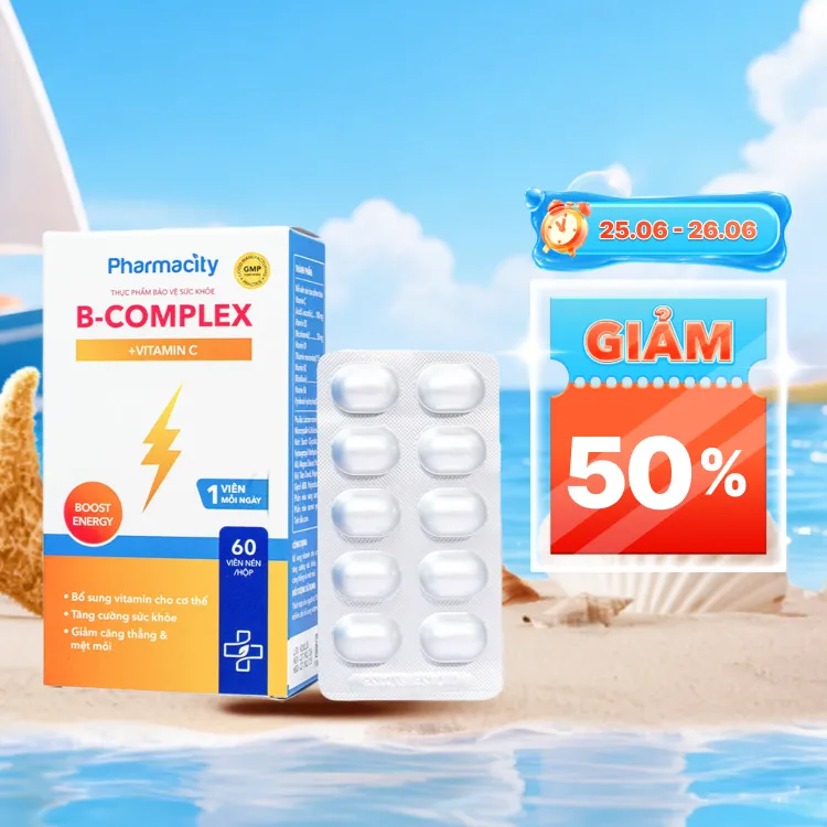 Viên uống Pharmacity B-Complex + Vitamin C bổ sung vitamin, tăng cường sức khỏe (Hộp 60 viên)