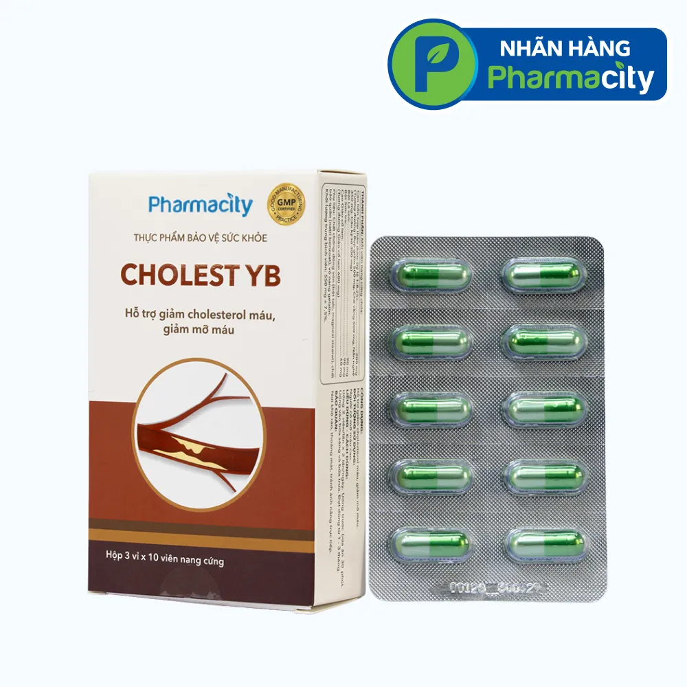 Viên uống Pharmacity Cholest YB hỗ trợ giảm cholesterol máu, giảm mỡ máu (Hộp 30 viên nang cứng) 2