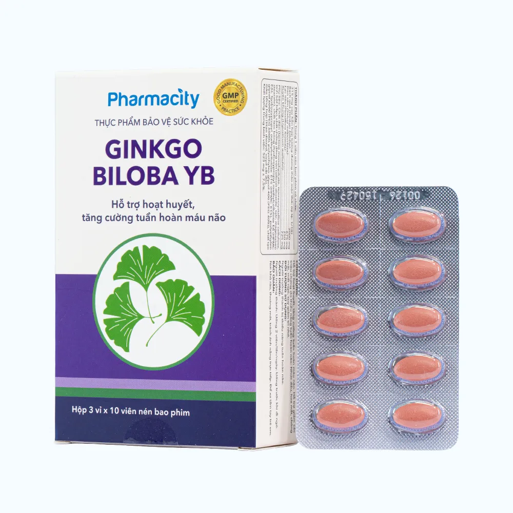 Viên uống Pharmacity Ginkgo Biloba YB hỗ trợ hoạt huyết, tăng cường tuần hoàn máu não (Hộp 30 viên) 2