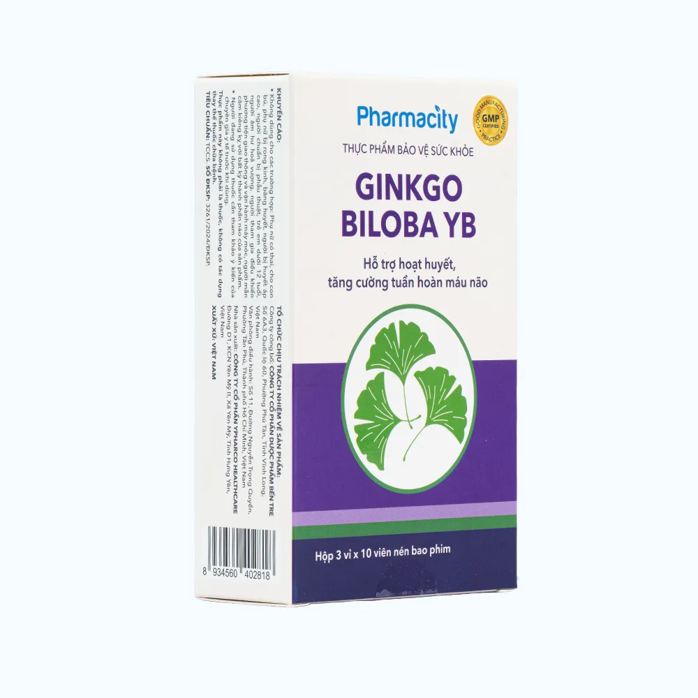 Viên uống Pharmacity Ginkgo Biloba YB hỗ trợ hoạt huyết, tăng cường tuần hoàn máu não (Hộp 30 viên) 4