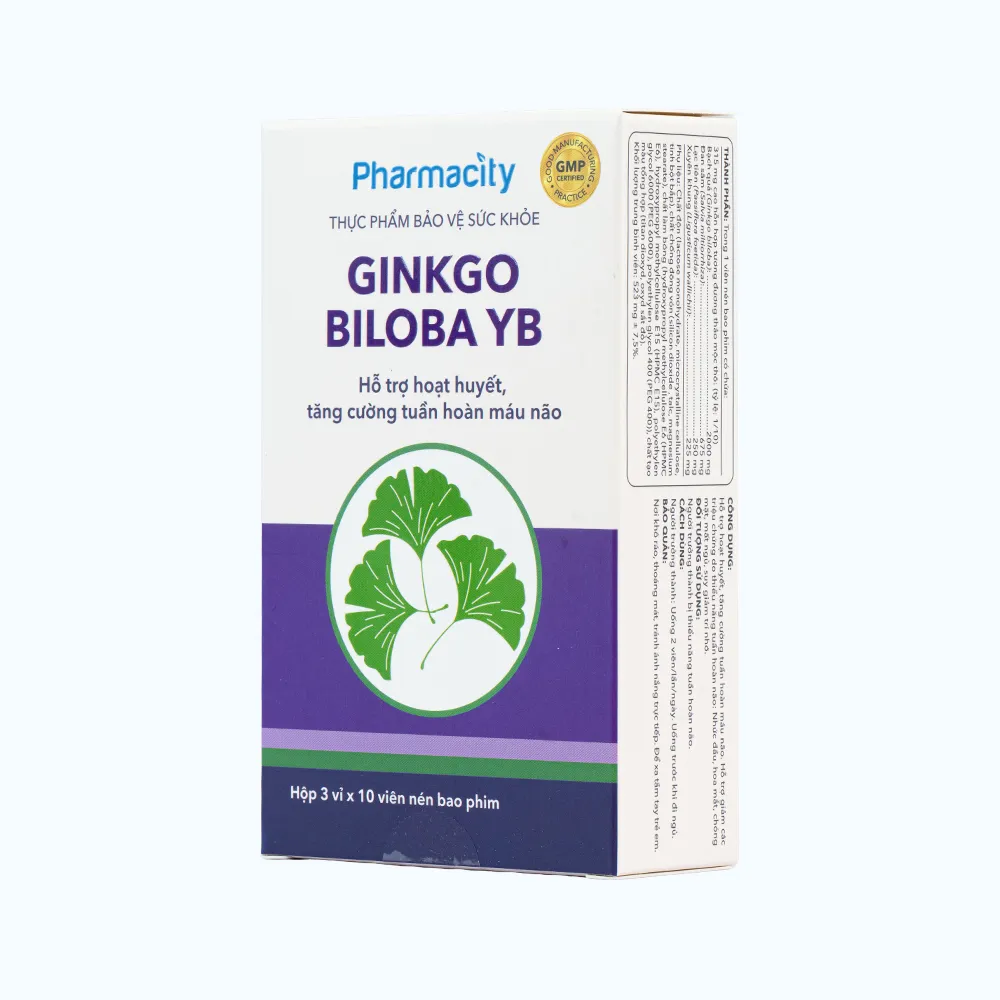 Viên uống Pharmacity Ginkgo Biloba YB hỗ trợ hoạt huyết, tăng cường tuần hoàn máu não (Hộp 30 viên) 5