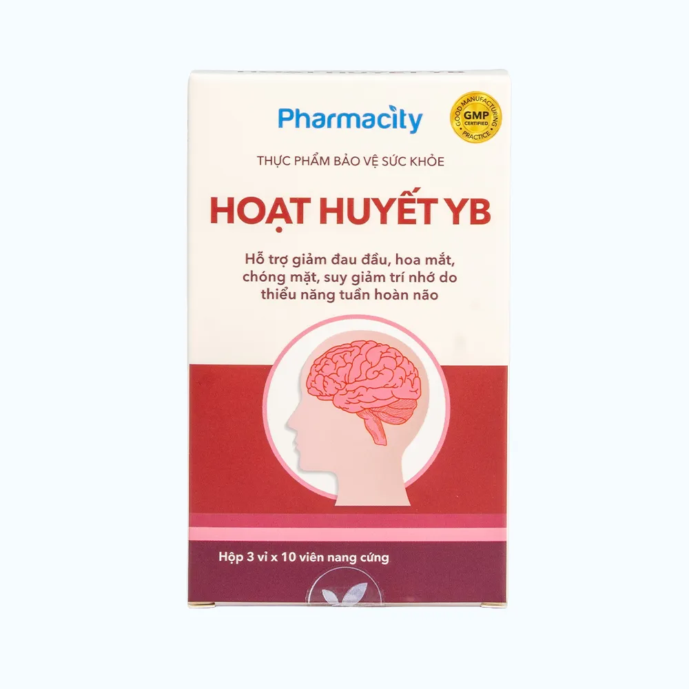 Viên uống Pharmacity Hoạt Huyết YB hỗ trợ giảm đau đầu do thiểu năng tuần hoàn não (Hộp 30 viên) 3