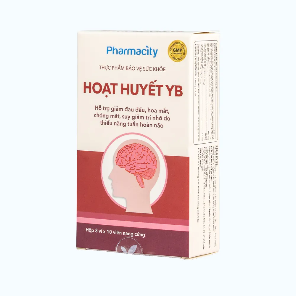 Viên uống Pharmacity Hoạt Huyết YB hỗ trợ giảm đau đầu do thiểu năng tuần hoàn não (Hộp 30 viên) 4