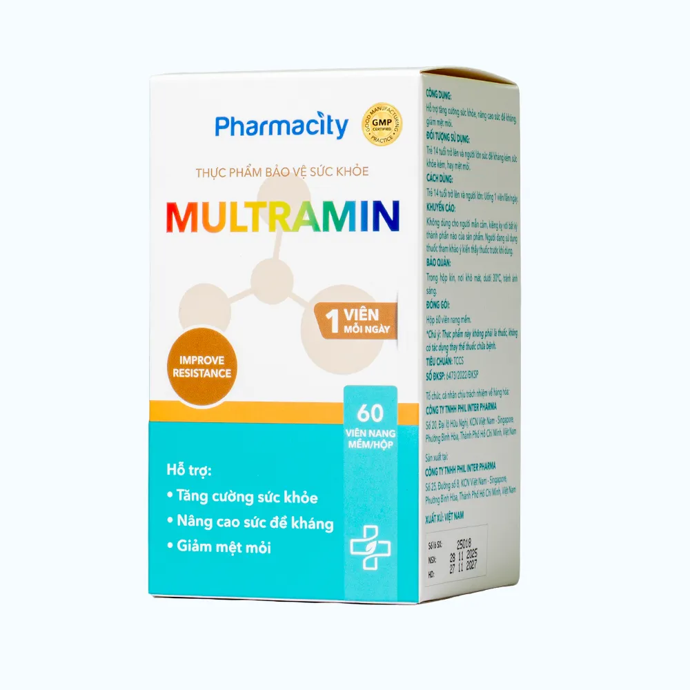 Viên uống Pharmacity Multramin hỗ trợ tăng cường sức khỏe, nâng cao sức đề kháng (60 viên nang mềm) 4