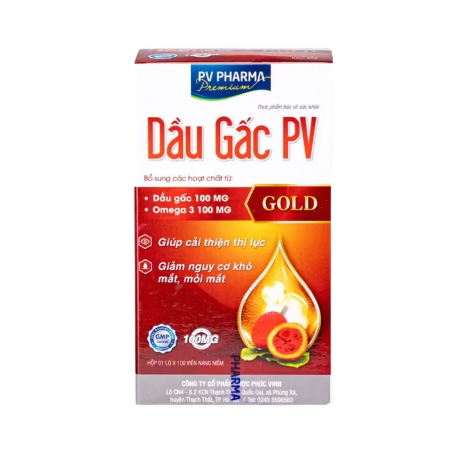 Viên uống PV Dầu Gấc Gold - Hỗ trợ sức khỏe đôi mắt (Hộp 100 viên) 2