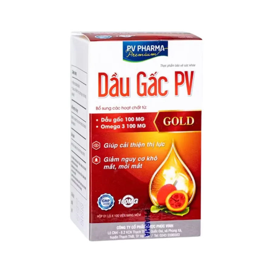 Viên uống PV Dầu Gấc Gold - Hỗ trợ sức khỏe đôi mắt (Hộp 100 viên) 3