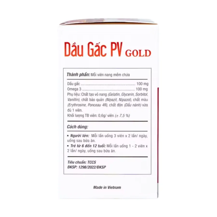 Viên uống PV Dầu Gấc Gold - Hỗ trợ sức khỏe đôi mắt (Hộp 100 viên) 5