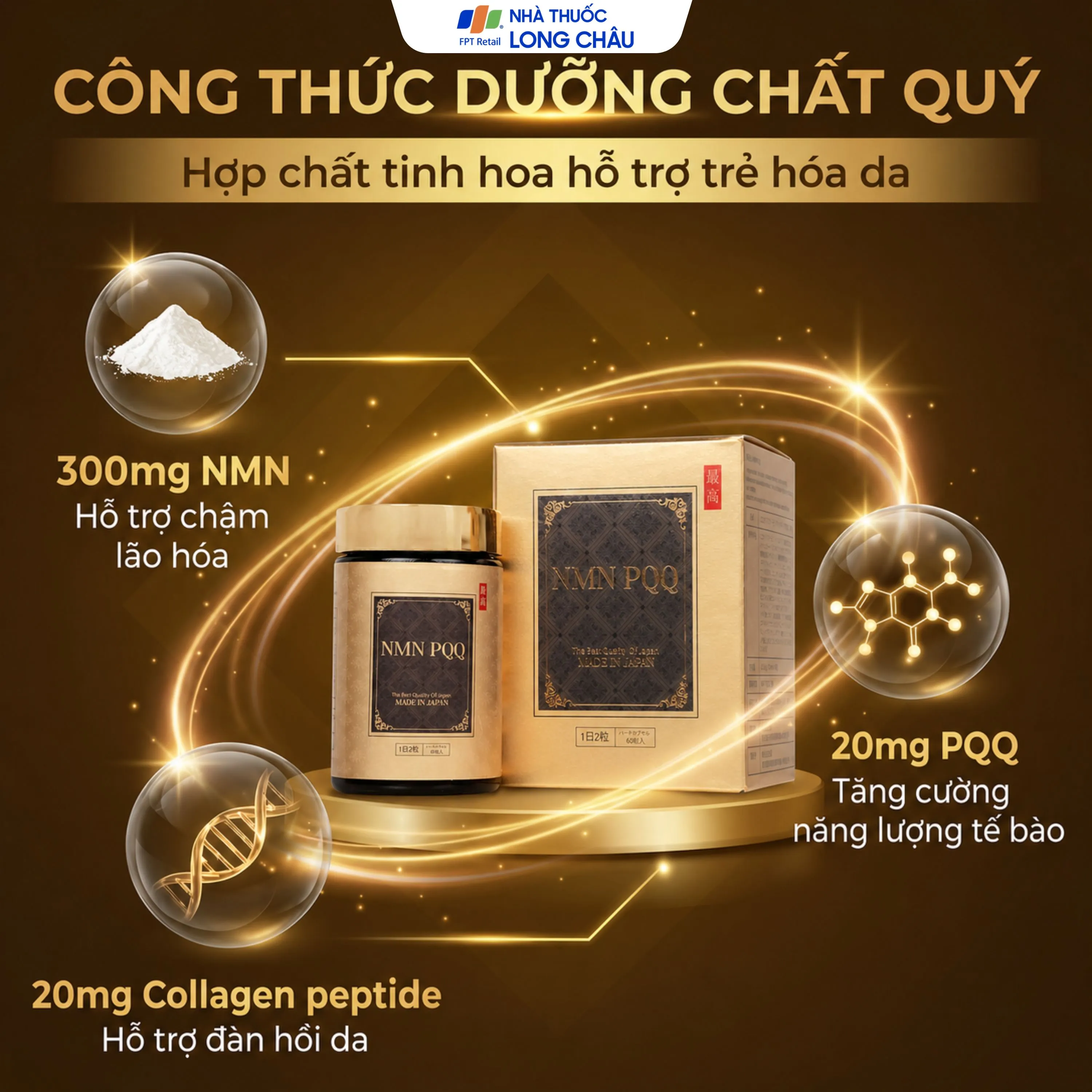 VIÊN UỐNG SẮC ĐẸP , TRƯỜNG THỌ VÀ TRẺ HÓA DA NMN PQQ KENKO 60V 3