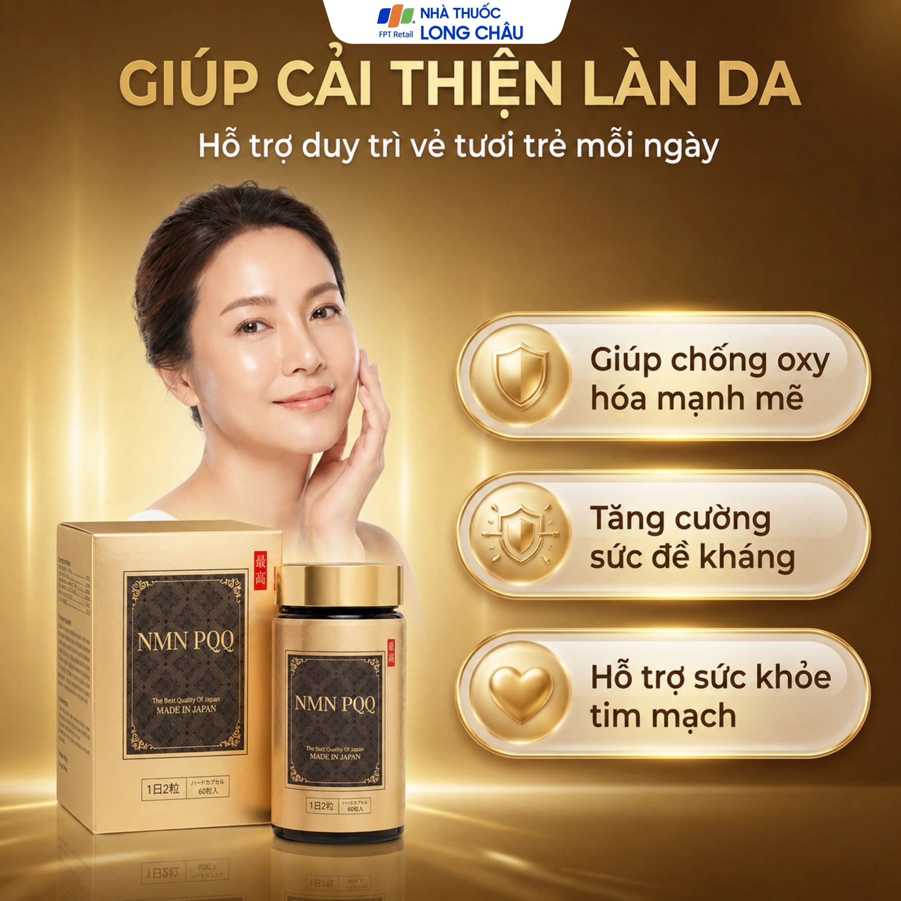 VIÊN UỐNG SẮC ĐẸP , TRƯỜNG THỌ VÀ TRẺ HÓA DA NMN PQQ KENKO 60V 4