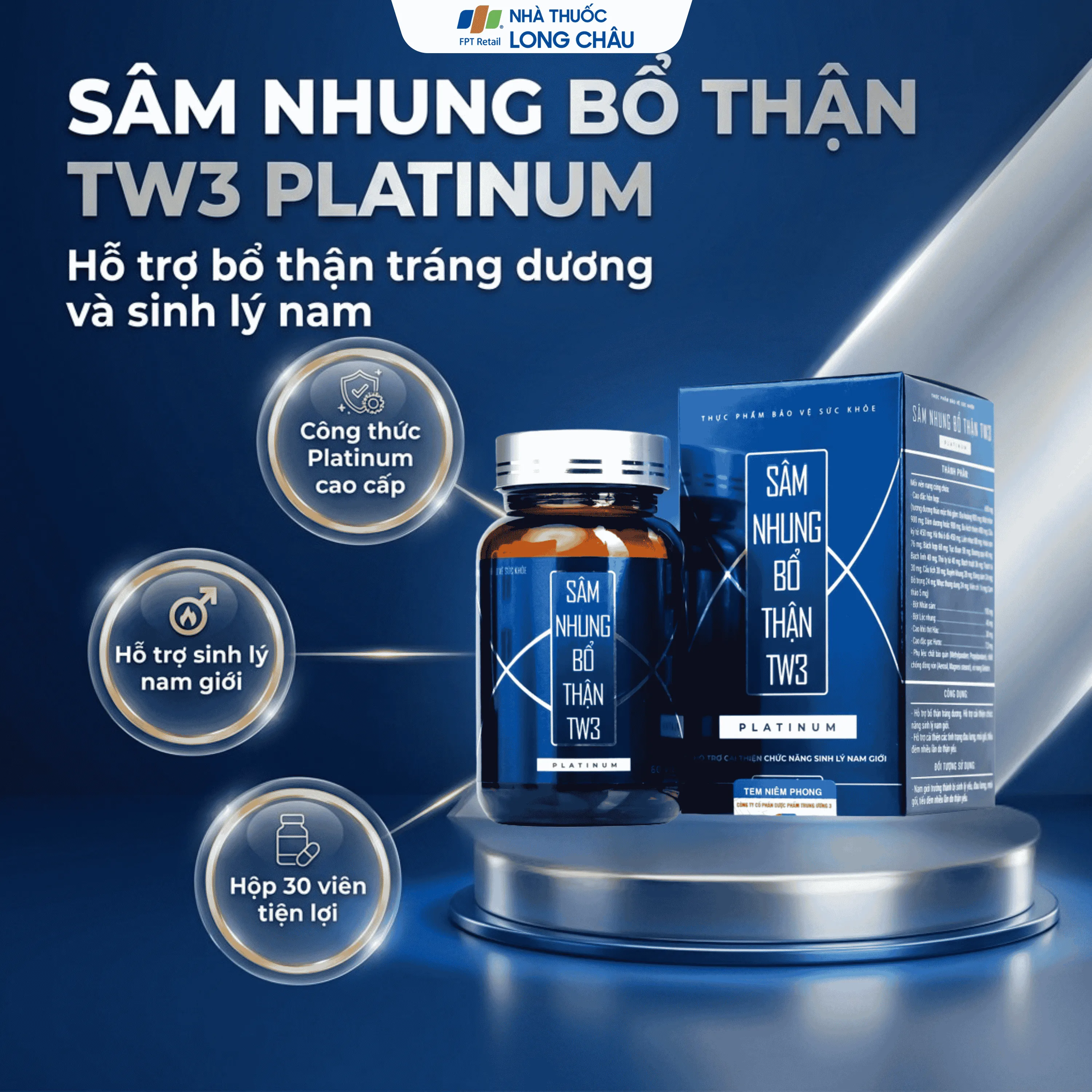 VIÊN UỐNG SÂM NHUNG BỔ THẬN TW3 PLATINUM 30V 2