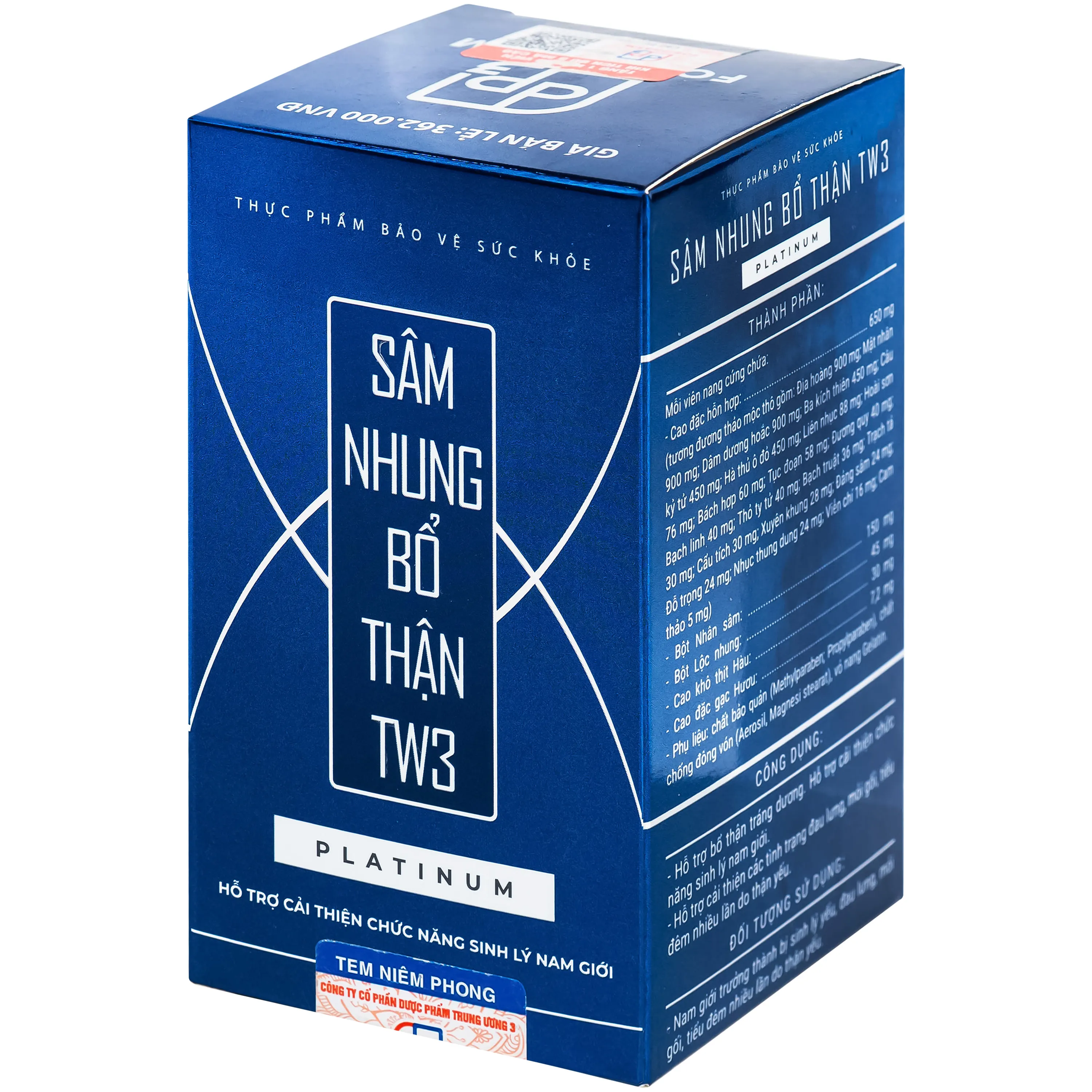 VIÊN UỐNG SÂM NHUNG BỔ THẬN TW3 PLATINUM 30V 6