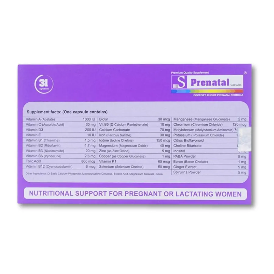 Viên uống S Prenatal bổ sung vitamin và khoáng chất (30 viên) 3