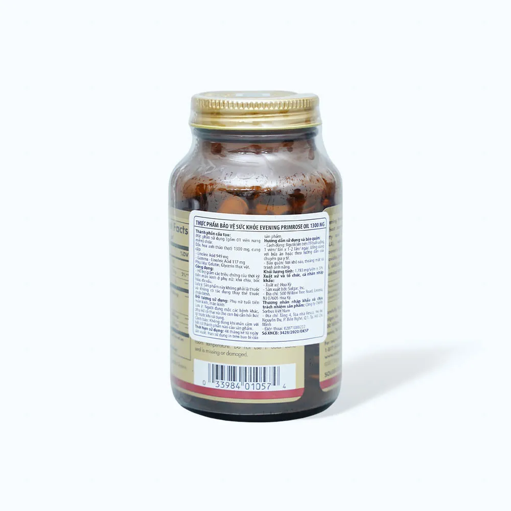 Viên uống Solgar Evening Primrose Oil 1300 mg (Chai 60 viên) hỗ trợ nội tiết nữ 4