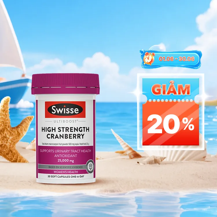 Viên uống Swisse Ultiboost High Strength Cranberry hỗ trợ tiết niệu (Hộp 30 viên)