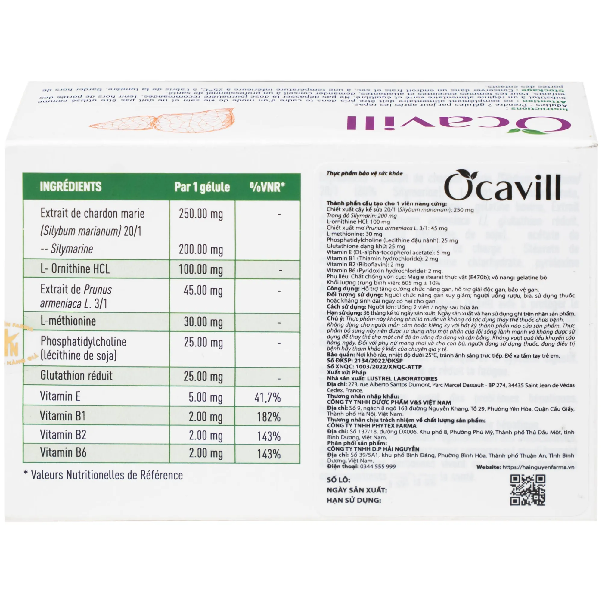 VIÊN UỐNG TĂNG CƯỜNG CHỨC NĂNG GAN OCAVILL 60V 6