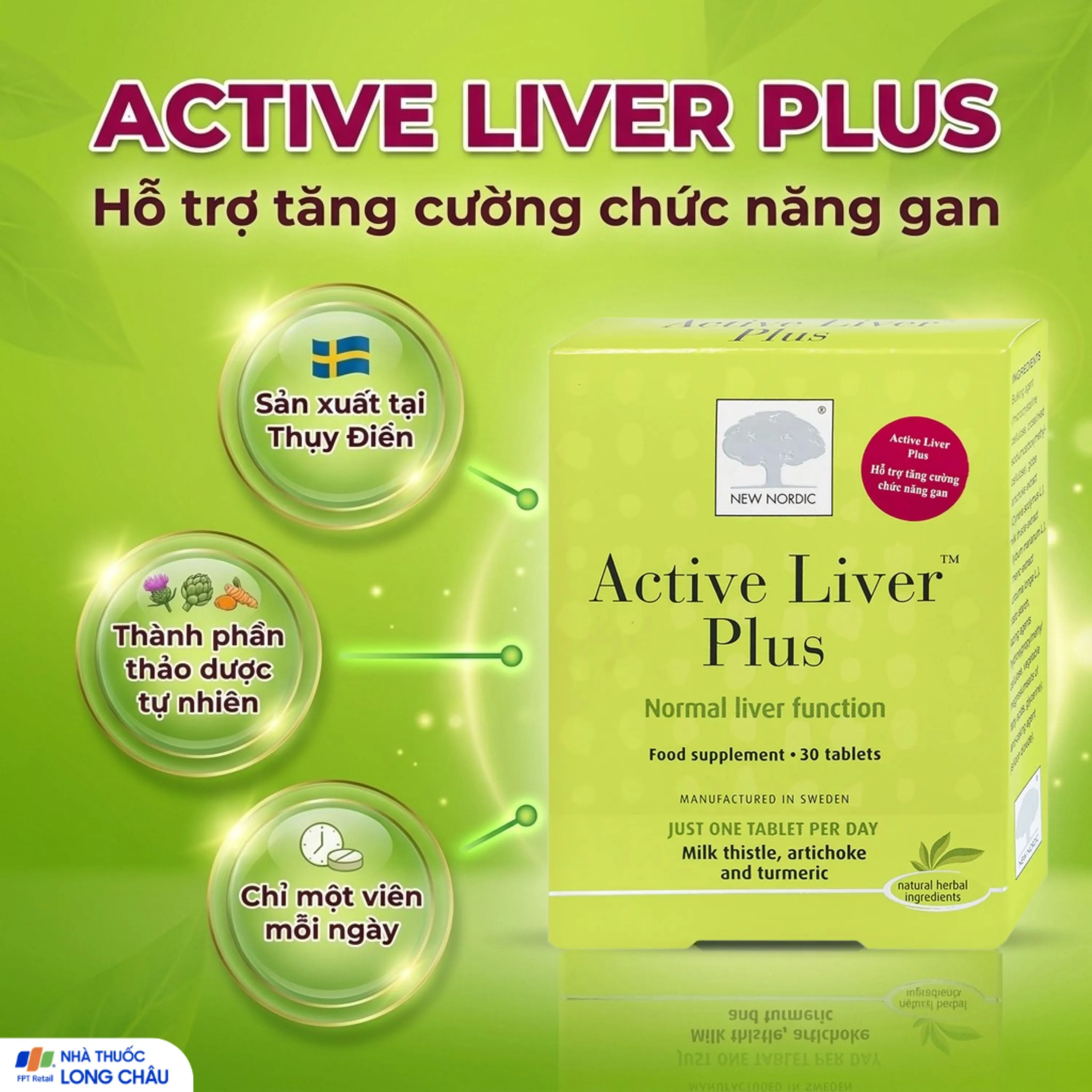 VIÊN UỐNG TĂNG CƯỜNG CHỨC NĂNG GAN ACTIVE LIVER PLUS NEW NORDIC 2X15 2