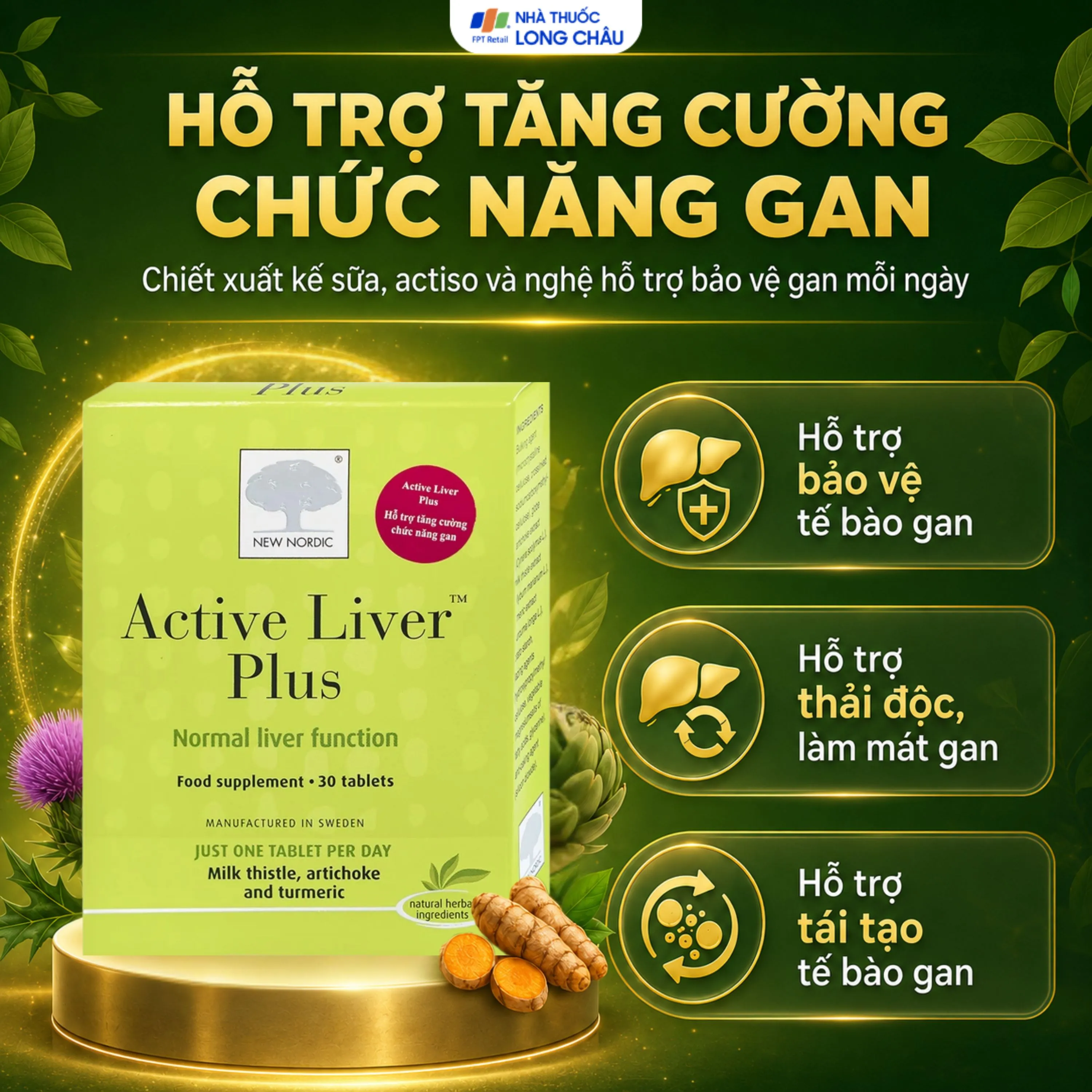 VIÊN UỐNG TĂNG CƯỜNG CHỨC NĂNG GAN ACTIVE LIVER PLUS NEW NORDIC 2X15 4