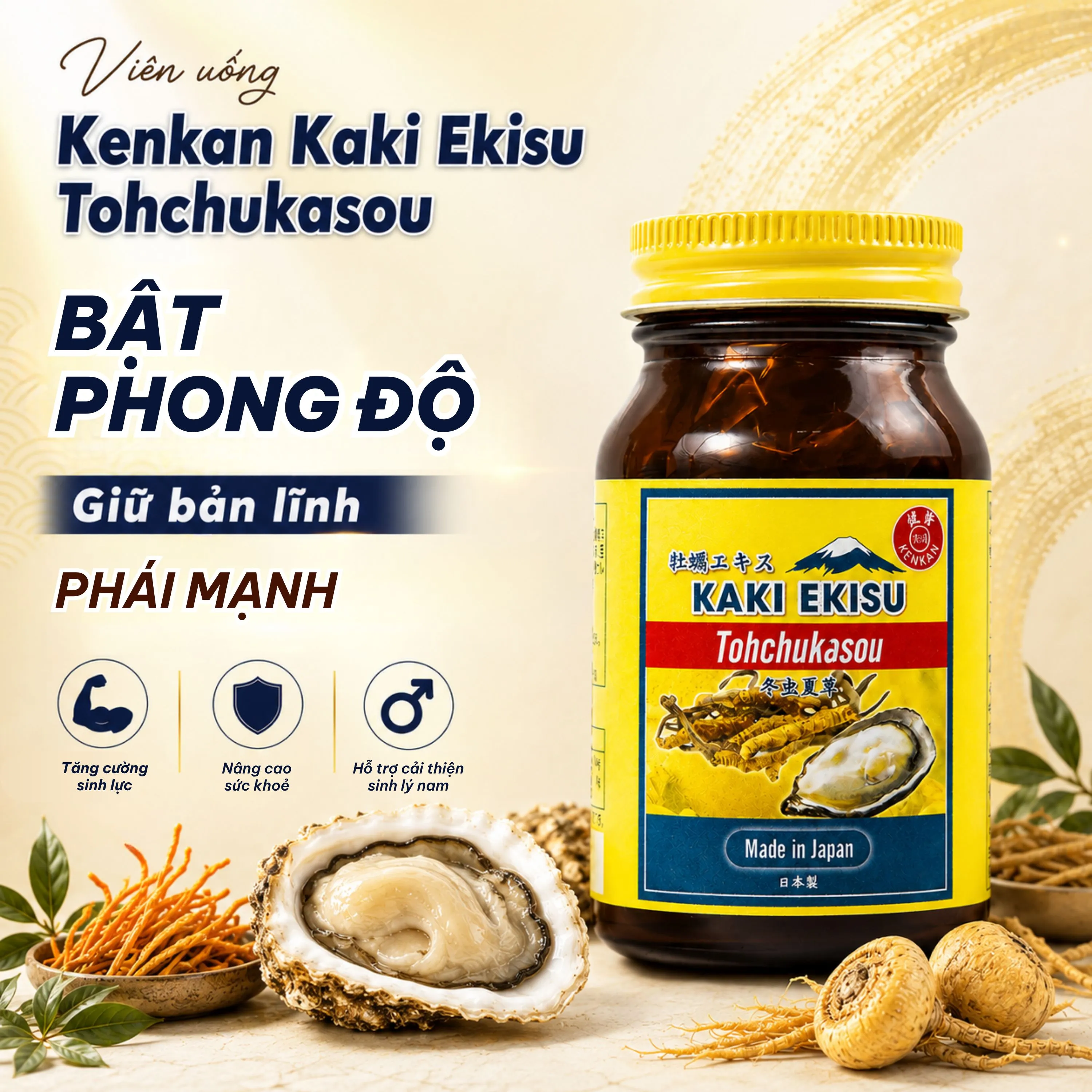VIÊN UỐNG TĂNG CƯỜNG CHỨC NĂNG SINH LÝ NAM KENKAN KAKI EKISU TOHCHUKASOU 60V 2