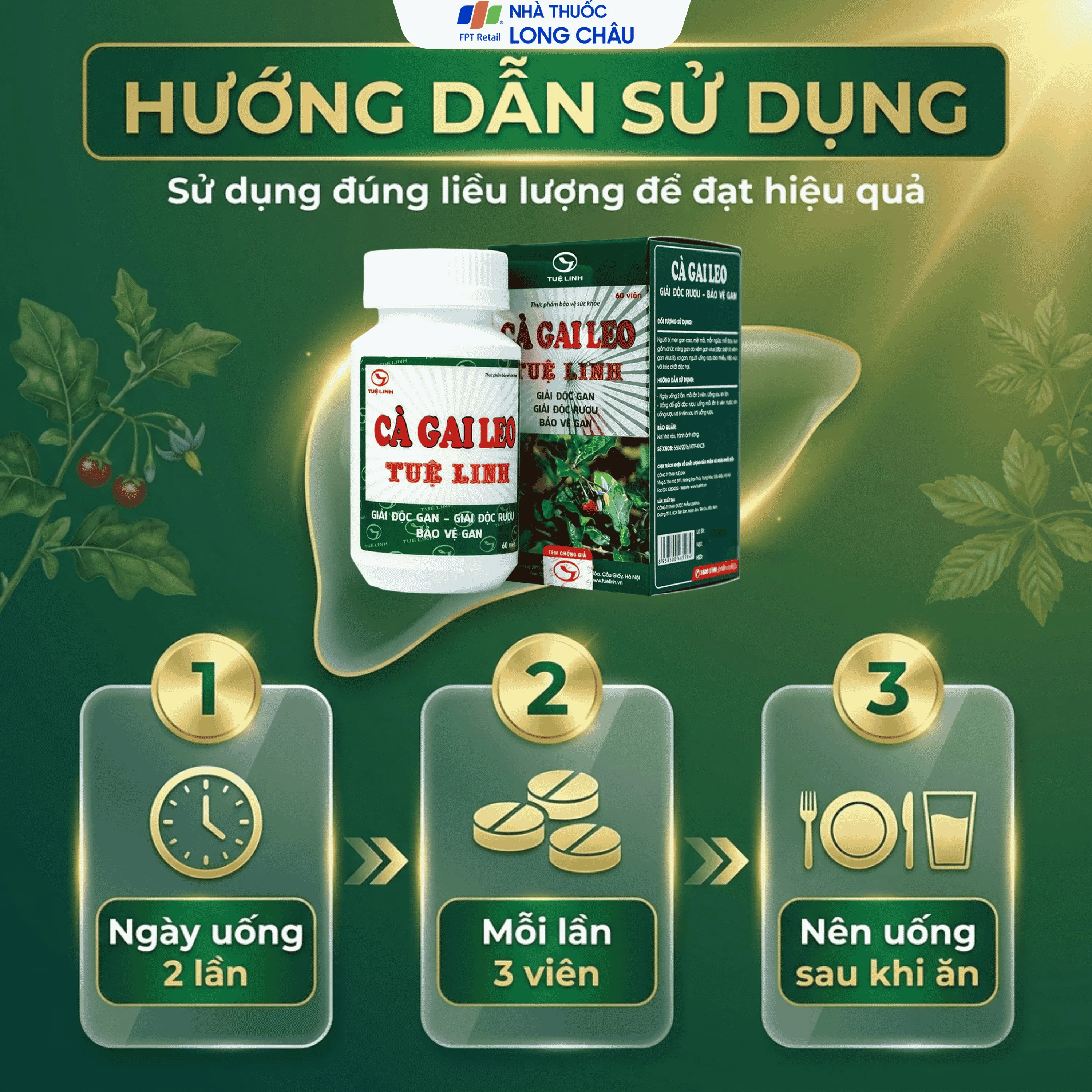 VIÊN UỐNG TĂNG CƯỜNG CHỨC NĂNG GIẢI ĐỘC GAN CÀ GAI LEO TUỆ LINH 60V 5