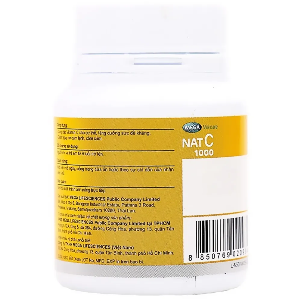 VIÊN UỐNG TĂNG CƯỜNG SỨC ĐỀ KHÁNG NAT C 1000 MEGA 30V 7