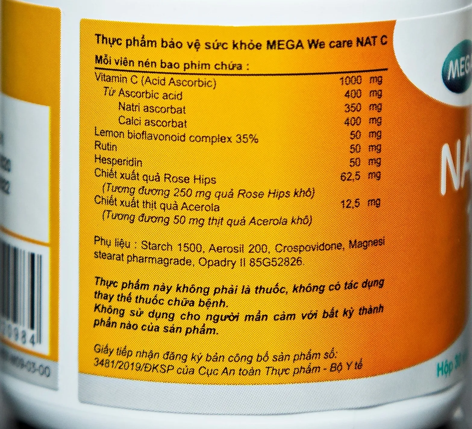 VIÊN UỐNG TĂNG CƯỜNG SỨC ĐỀ KHÁNG NAT C 1000 MEGA 30V 8