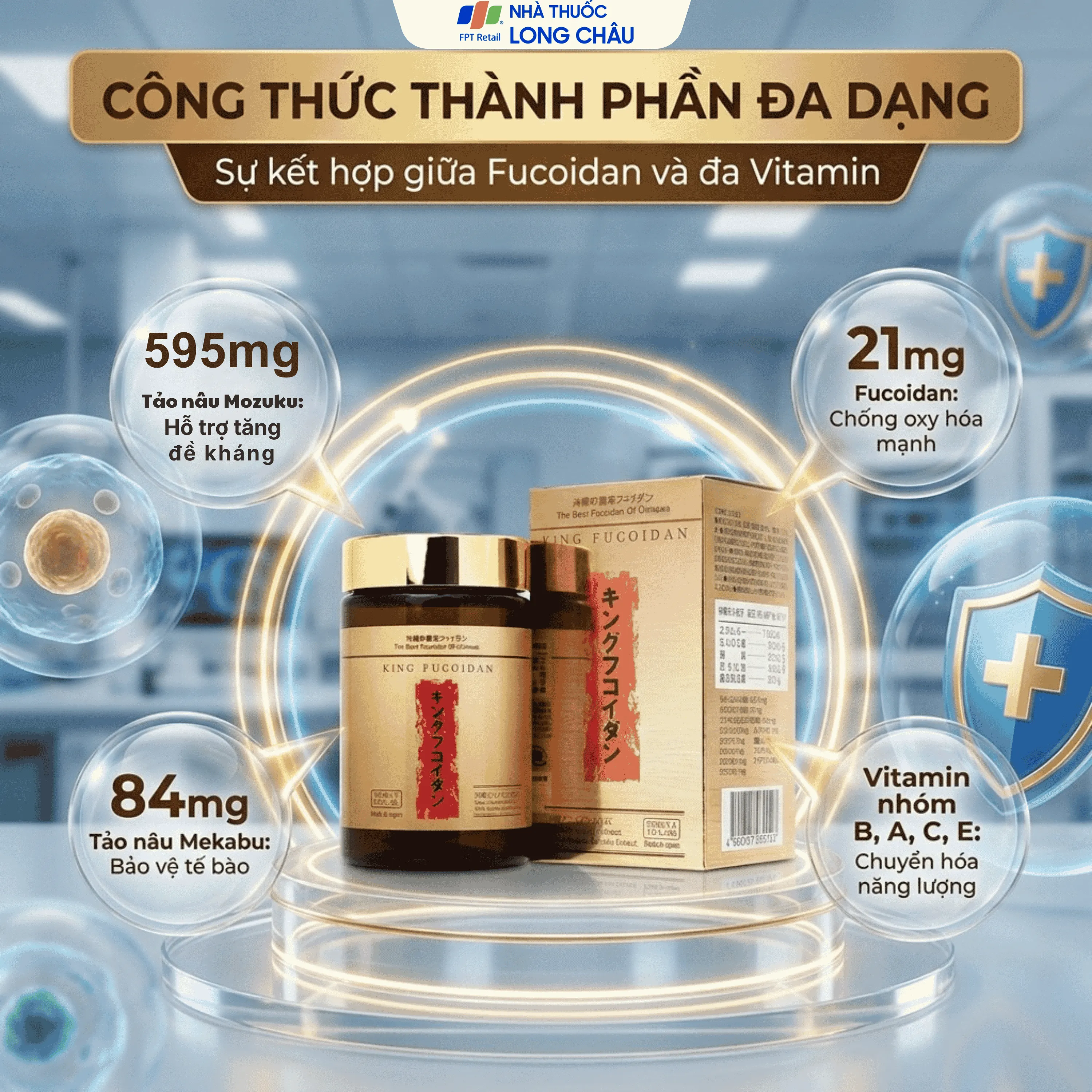 VIÊN UỐNG TĂNG CƯỜNG SỨC KHỎE VÀ TRUNG HÒA GỐC TỰ DO KING FUCOIDAN JPANWELL 120V 3
