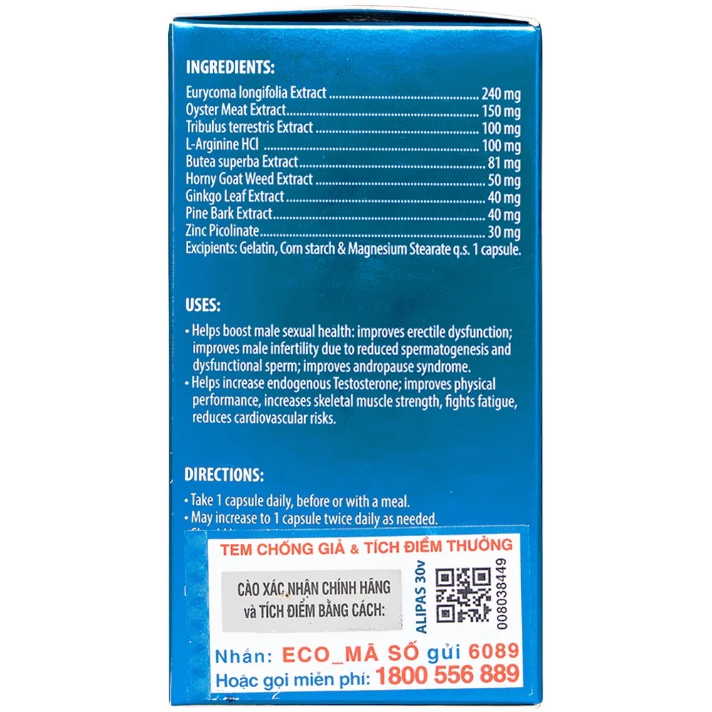 VIÊN UỐNG TĂNG CƯỜNG SINH LÝ CHO NAM MEN’S GINSENG ALIPAS ECOGREEN 30V 9
