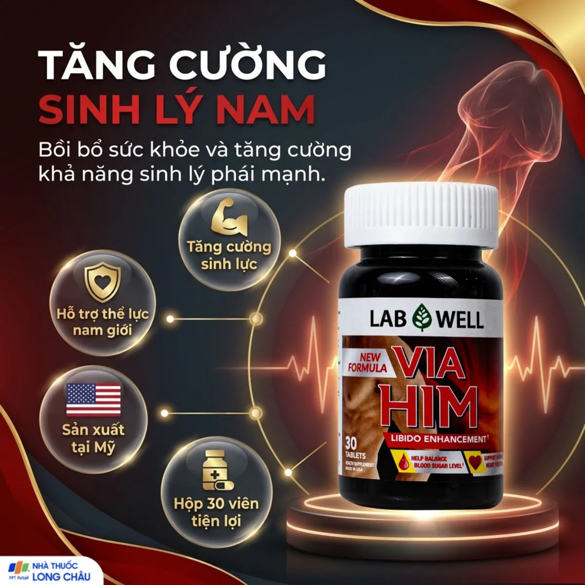 VIÊN UỐNG TĂNG CƯỜNG SINH LÝ LAB WELL VIA HIM 30V 2