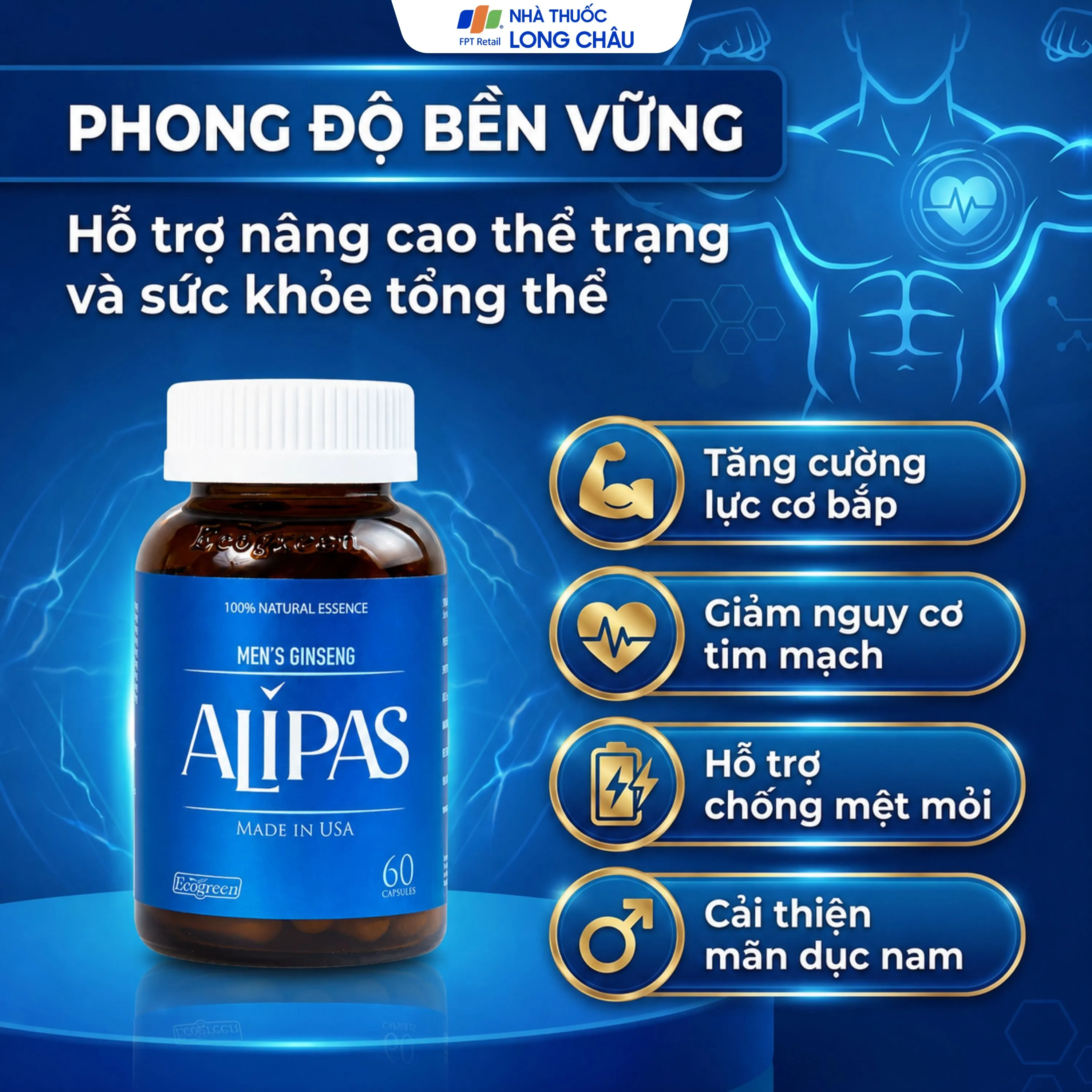 VIÊN UỐNG TĂNG CƯỜNG SINH LÝ NAM MEN’S GINSENG ALIPAS ECOGREEN 60V 3