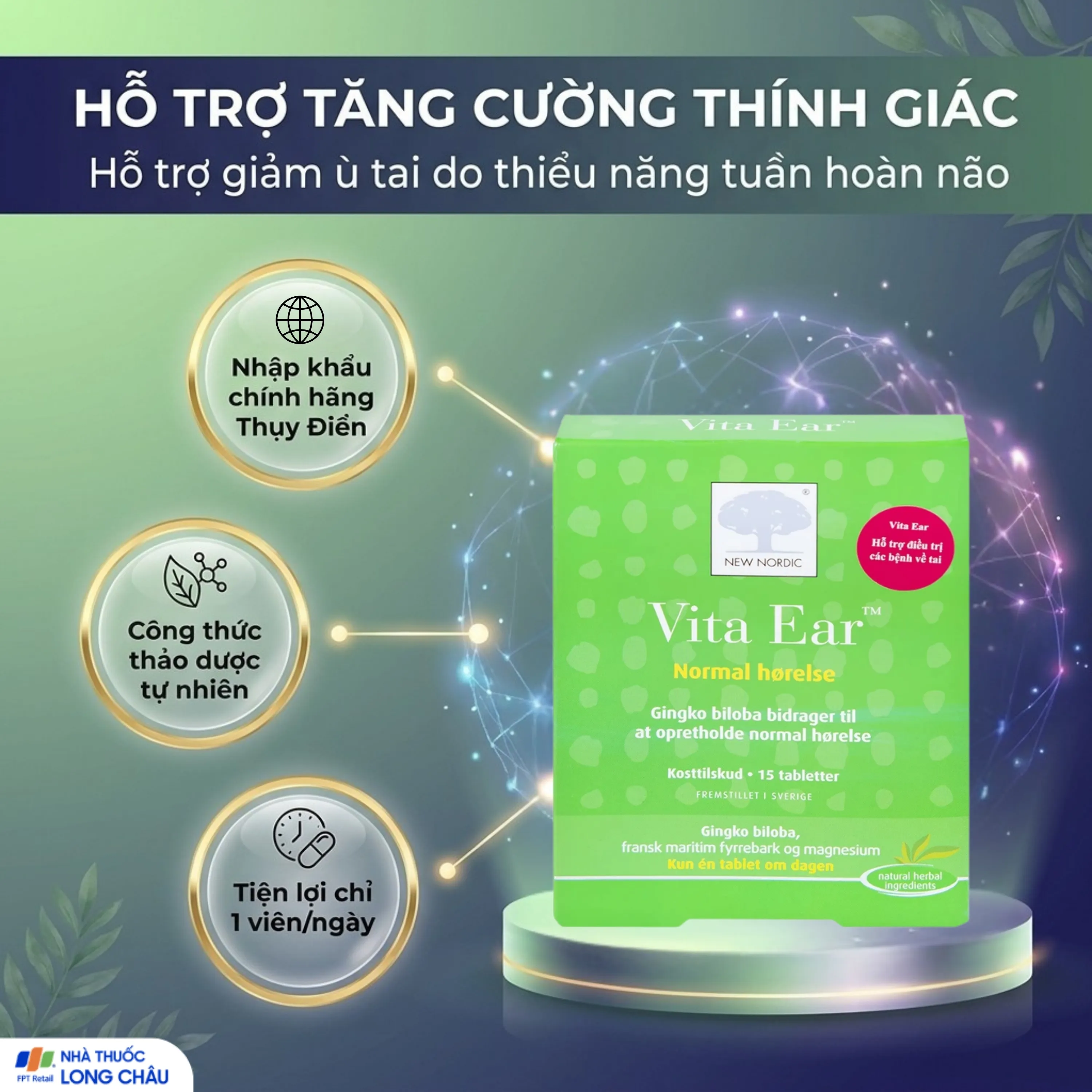 VIÊN UỐNG TĂNG CƯỜNG THÍNH GIÁC VITA EAR NEW NORDIC 15V 2