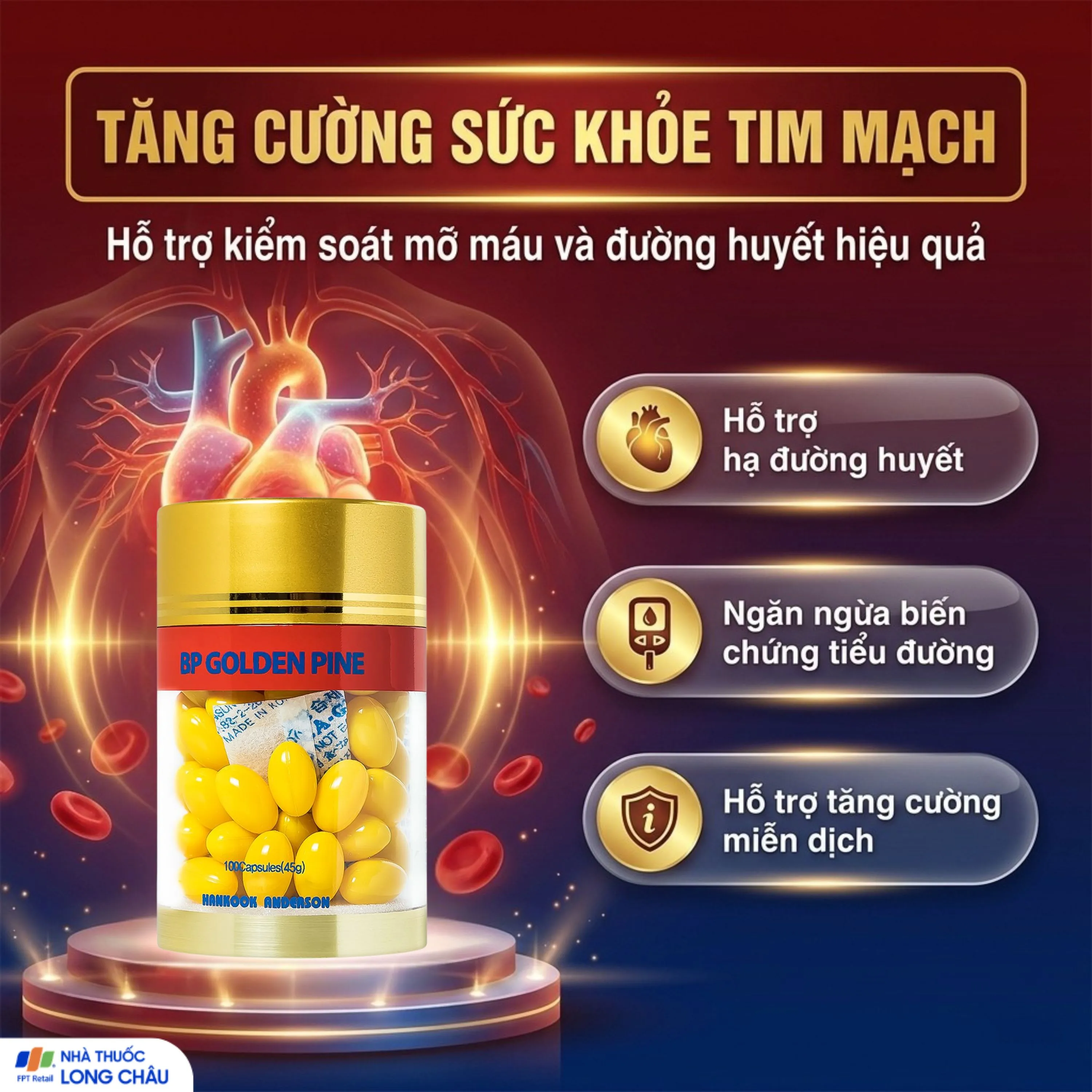 VIÊN UỐNG TĂNG TUẦN HOÀN MÁU BP GOLDEN PINE BIO AVENUE 100V 3
