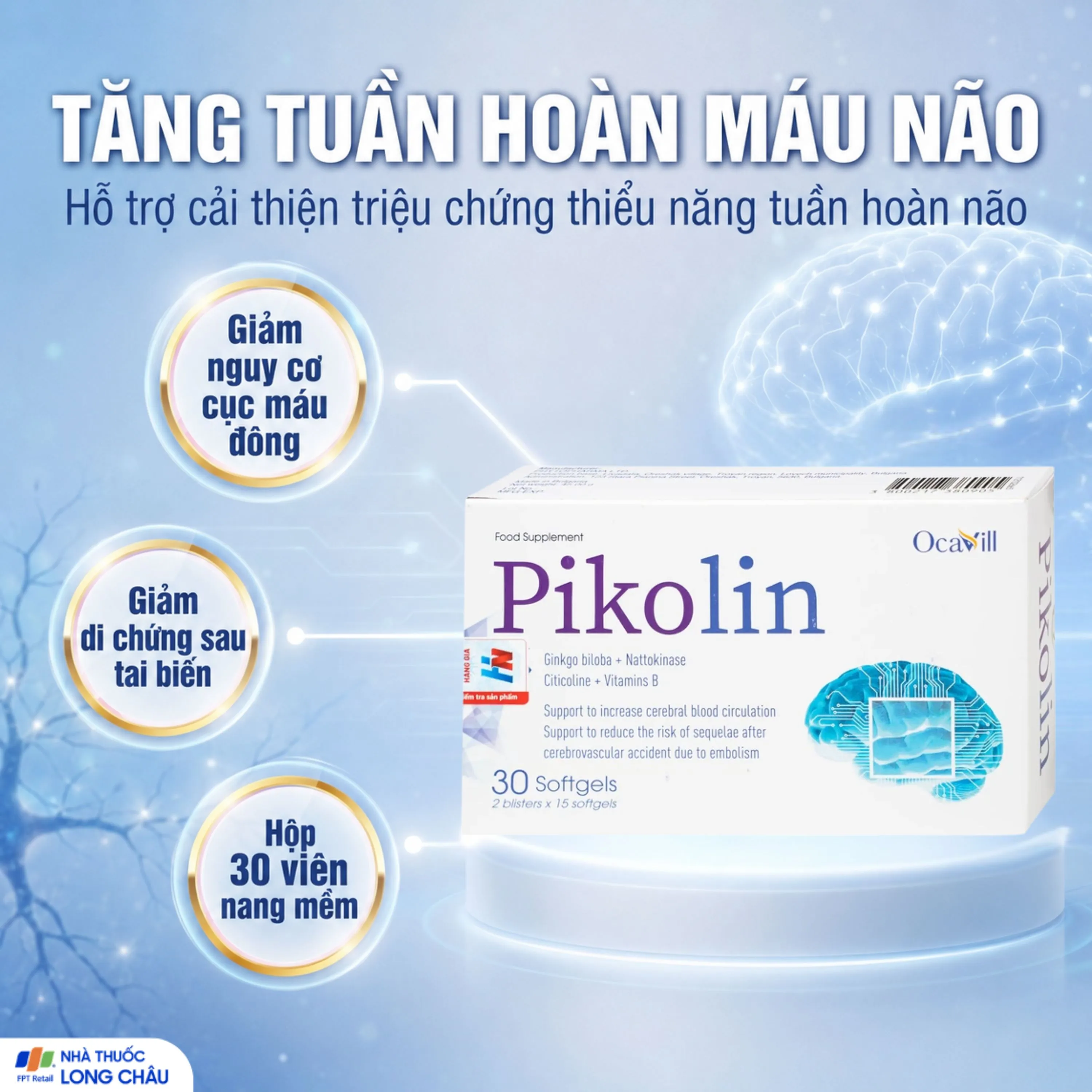 VIÊN UỐNG TĂNG TUẦN HOÀN MÁU NÃO PIKOLIN OCAVILL 2X15 2