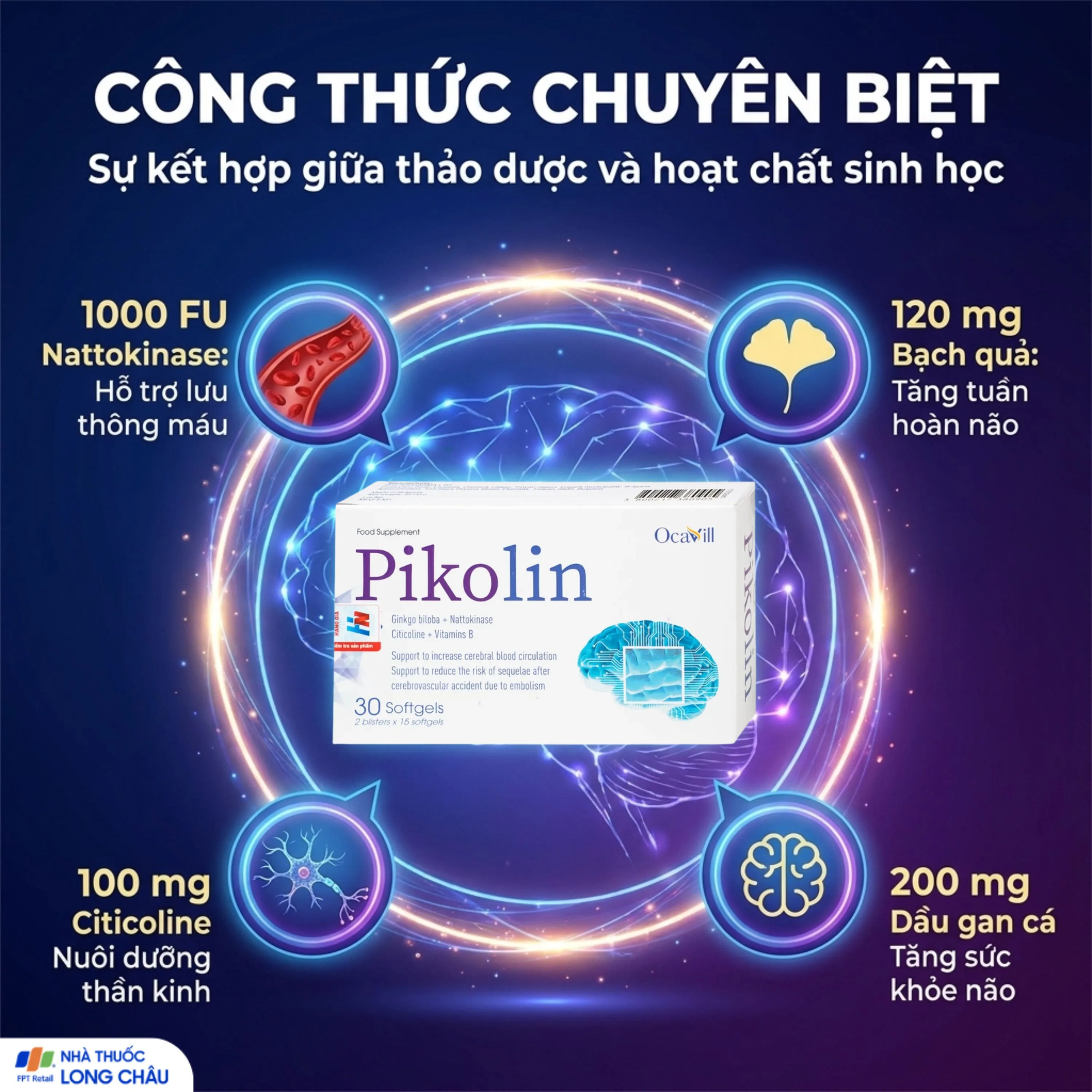 VIÊN UỐNG TĂNG TUẦN HOÀN MÁU NÃO PIKOLIN OCAVILL 2X15 3
