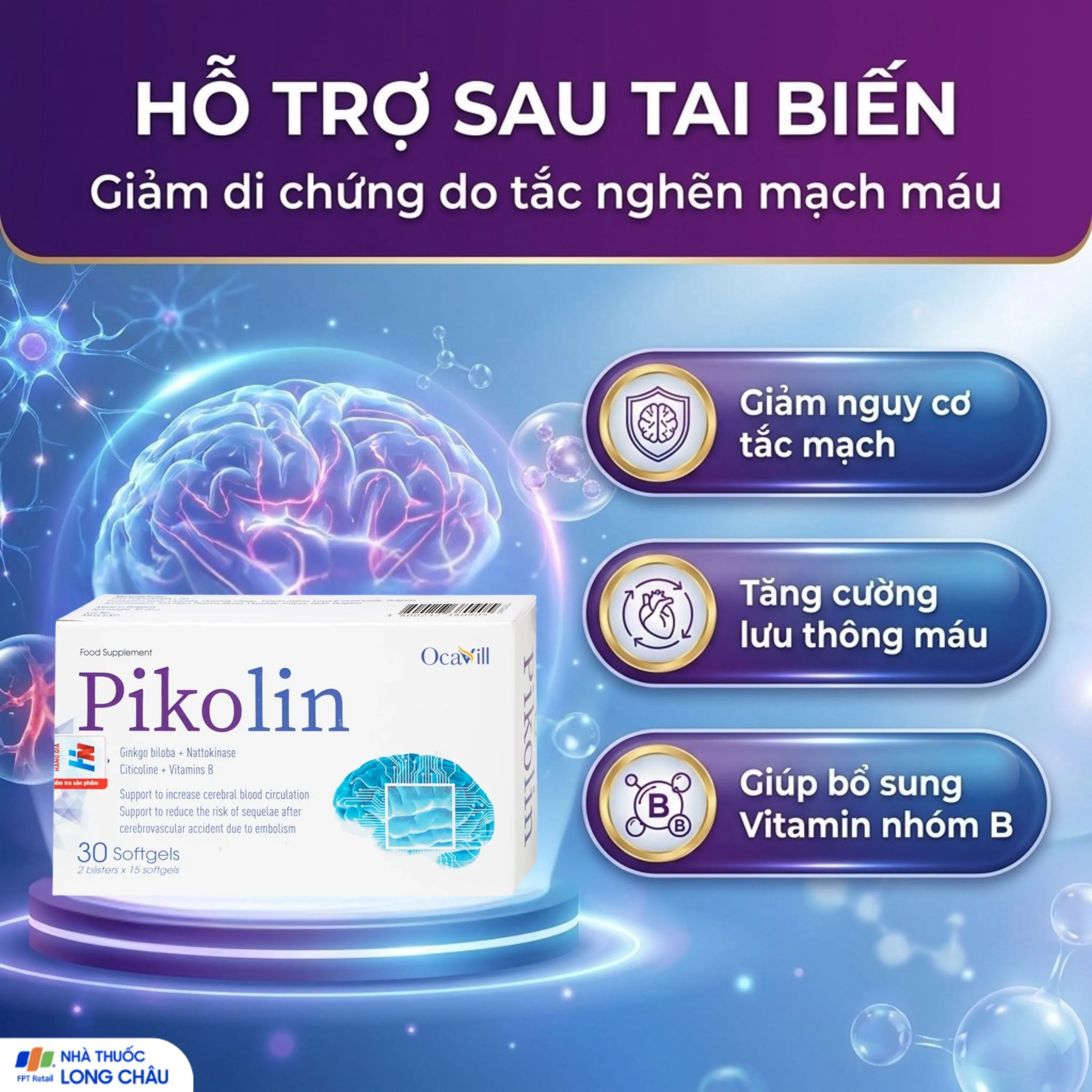 VIÊN UỐNG TĂNG TUẦN HOÀN MÁU NÃO PIKOLIN OCAVILL 2X15 4