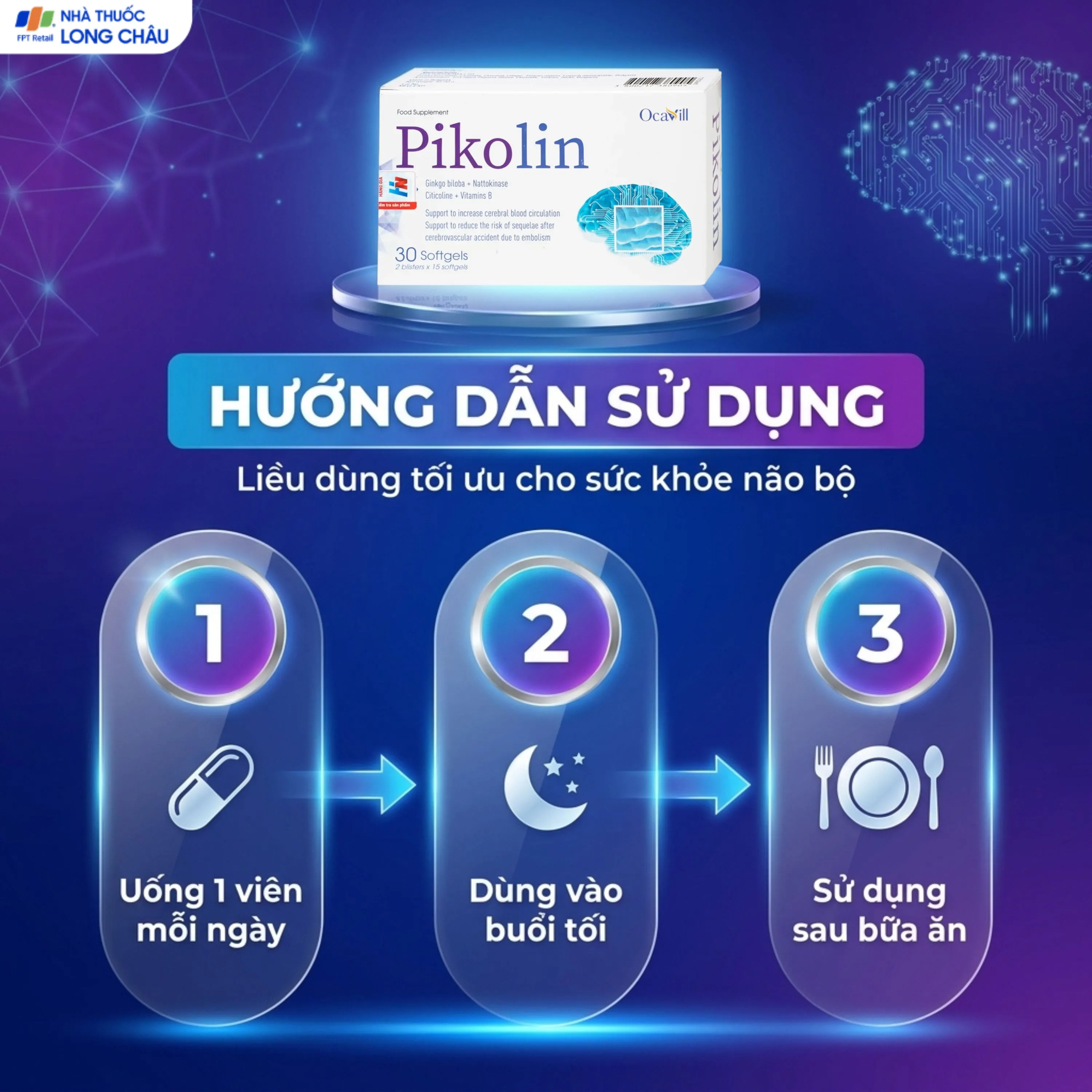 VIÊN UỐNG TĂNG TUẦN HOÀN MÁU NÃO PIKOLIN OCAVILL 2X15 5
