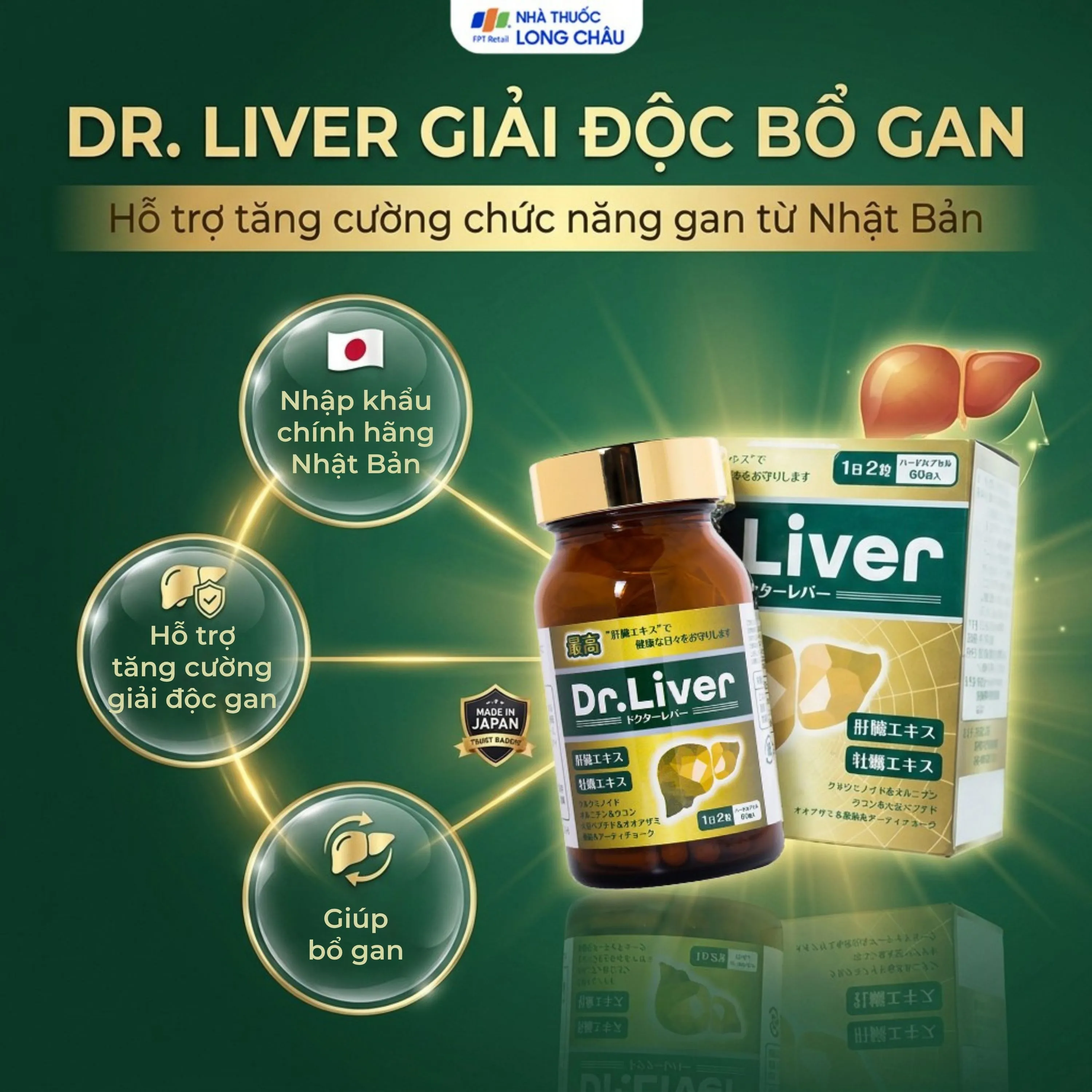 VIÊN UỐNG THẢI ĐỘC GAN DR. LIVER JPANWELL 60V 2