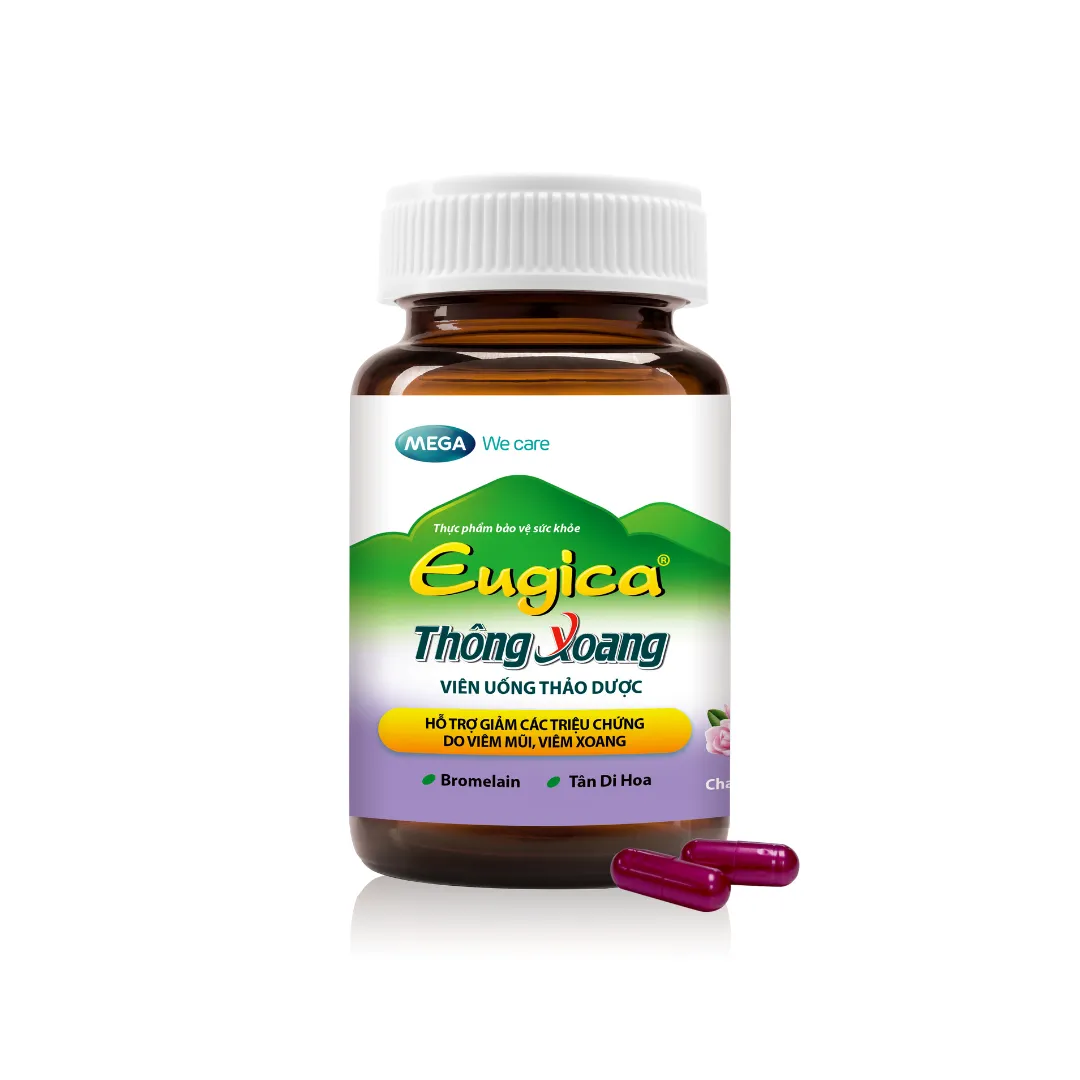 Viên Uống Thảo Dược Eugica Thông Xoang hỗ trợ giảm các triệu chứng nghẹt mũi, sổ mũi, đau đầu do viêm mũi, viêm xoang (50 viên) 2