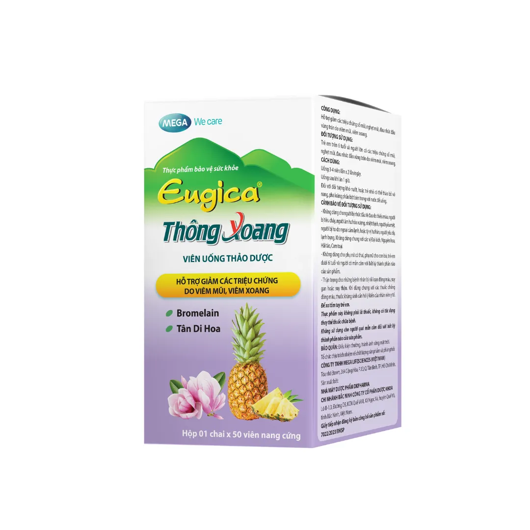 Viên Uống Thảo Dược Eugica Thông Xoang hỗ trợ giảm các triệu chứng nghẹt mũi, sổ mũi, đau đầu do viêm mũi, viêm xoang (50 viên) 3