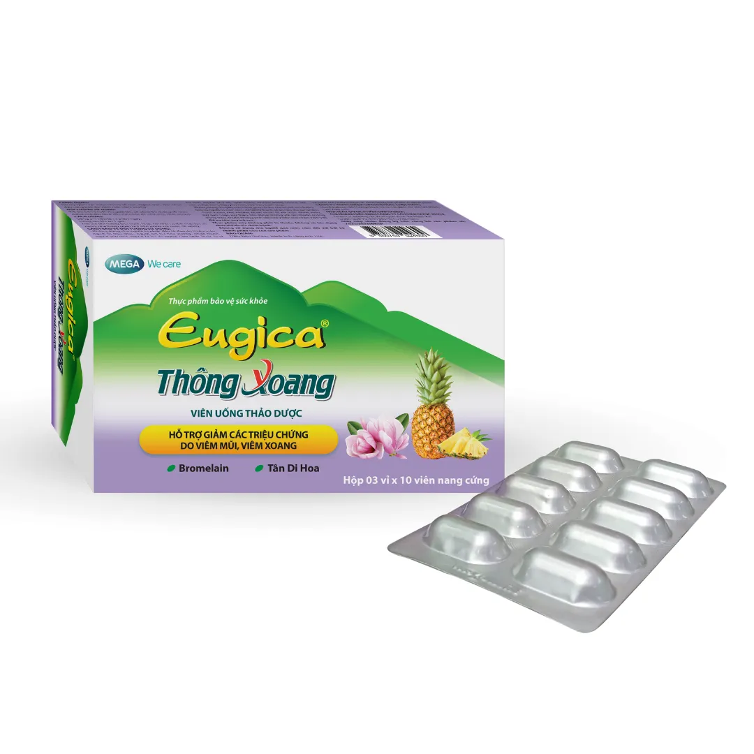 Viên Uống Thảo Dược Eugica Thông Xoang hỗ trợ giảm các triệu chứng nghẹt mũi, sổ mũi, đau đầu do viêm mũi, viêm xoang (50 viên)